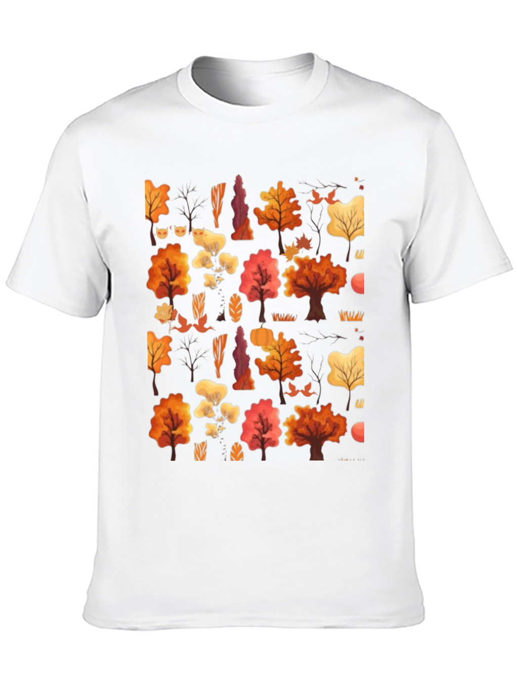 Autumn Forest Print Black T-Shirt