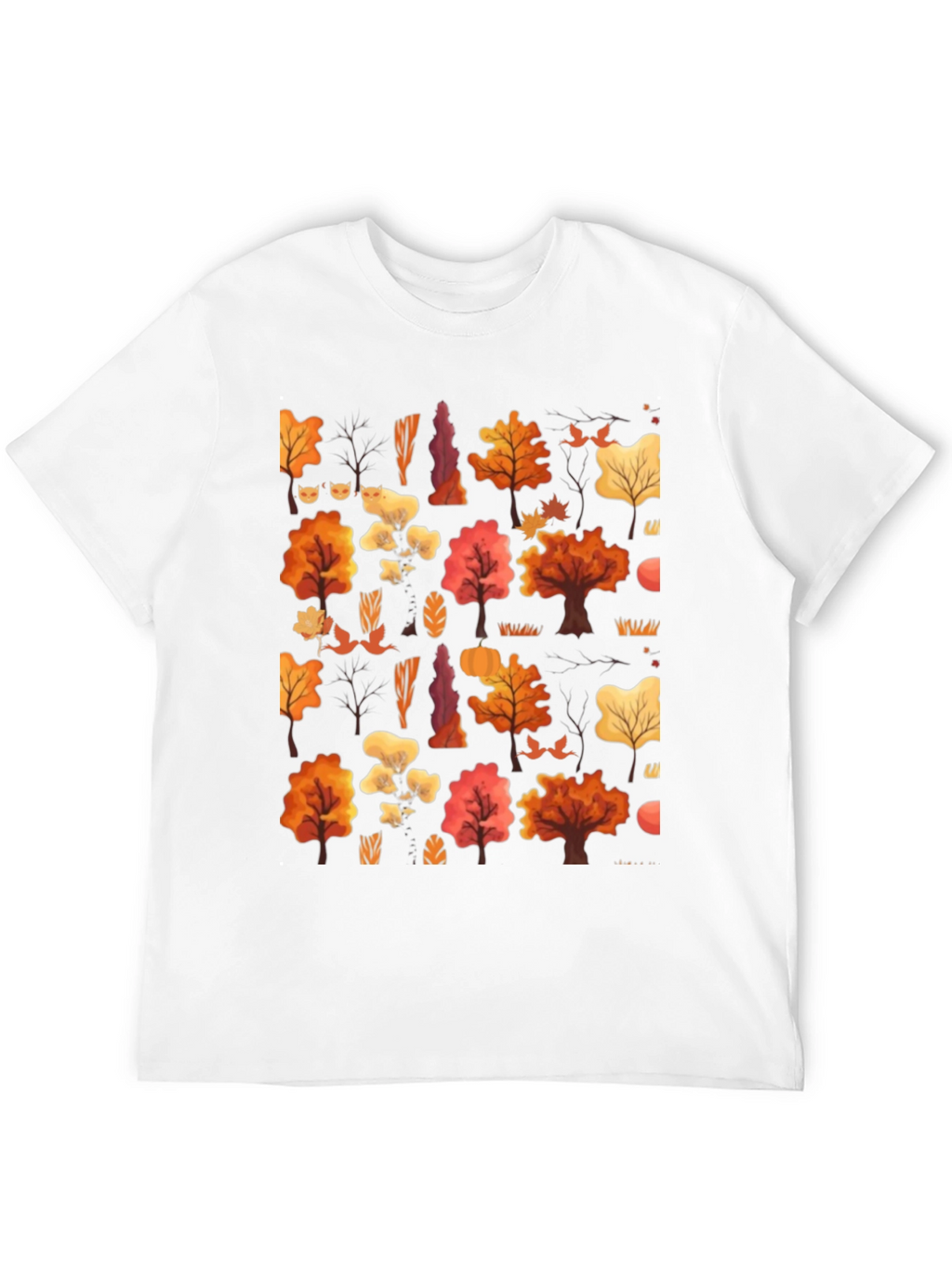 Autumn Forest Print Black T-Shirt