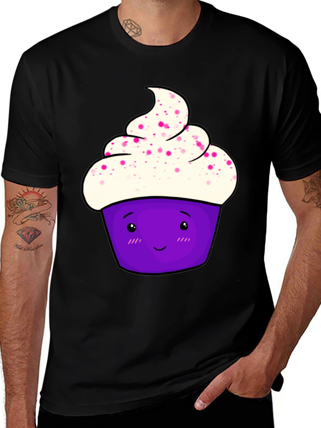 Cute Cupcake Graphic T-Shirt - Black Cotton Tee