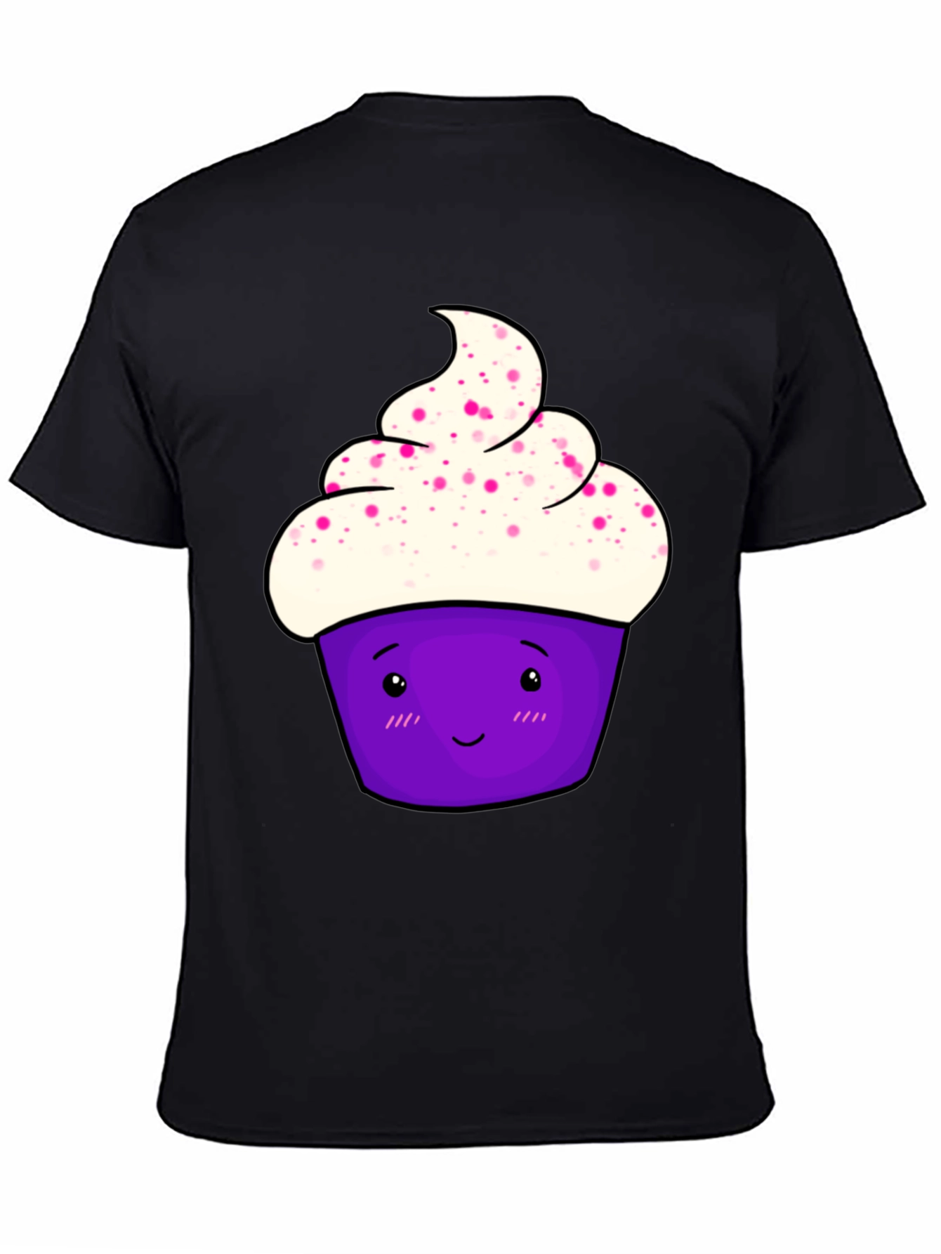 Cute Cupcake Graphic T-Shirt - Black Cotton Tee