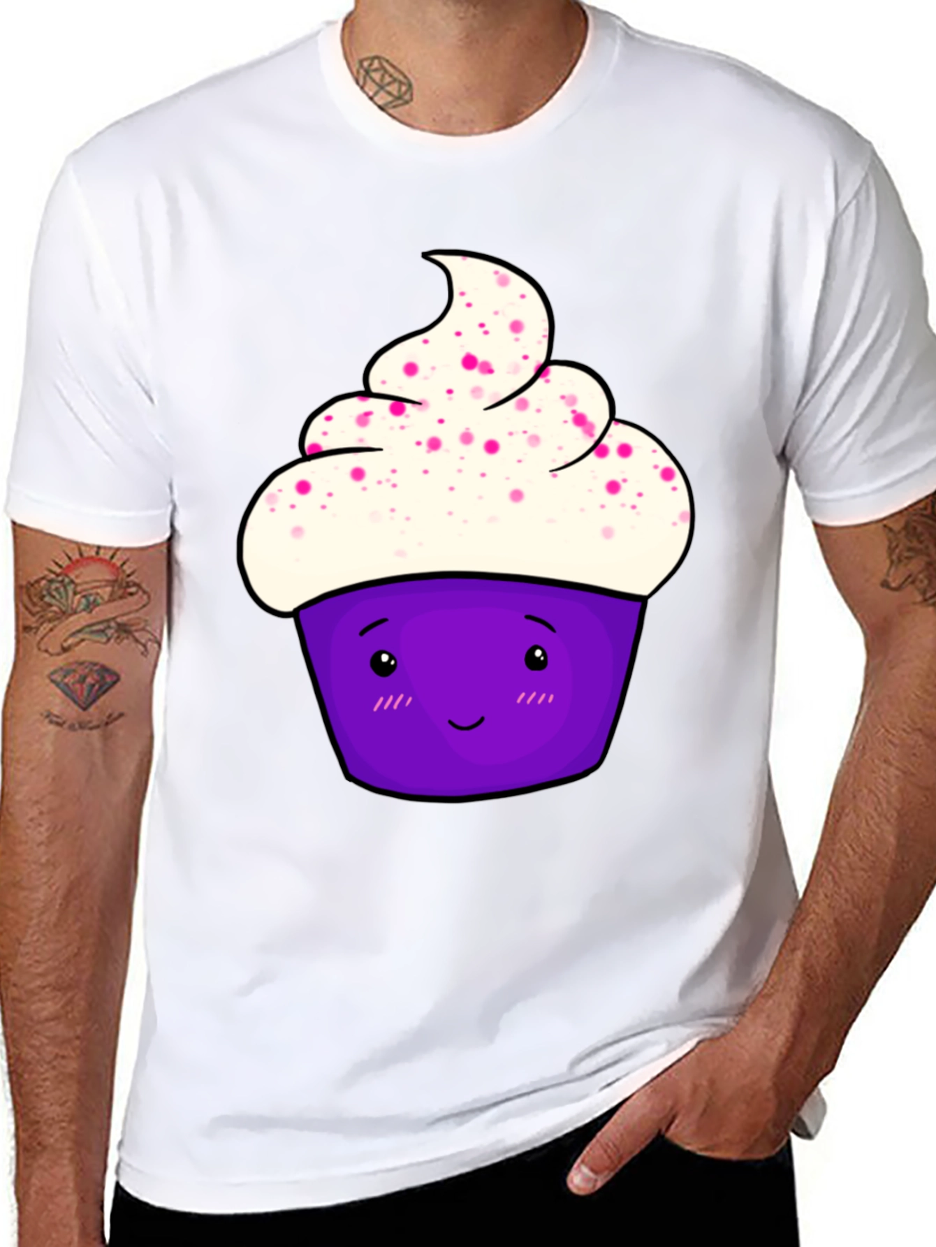 Cute Cupcake Graphic T-Shirt - Black Cotton Tee