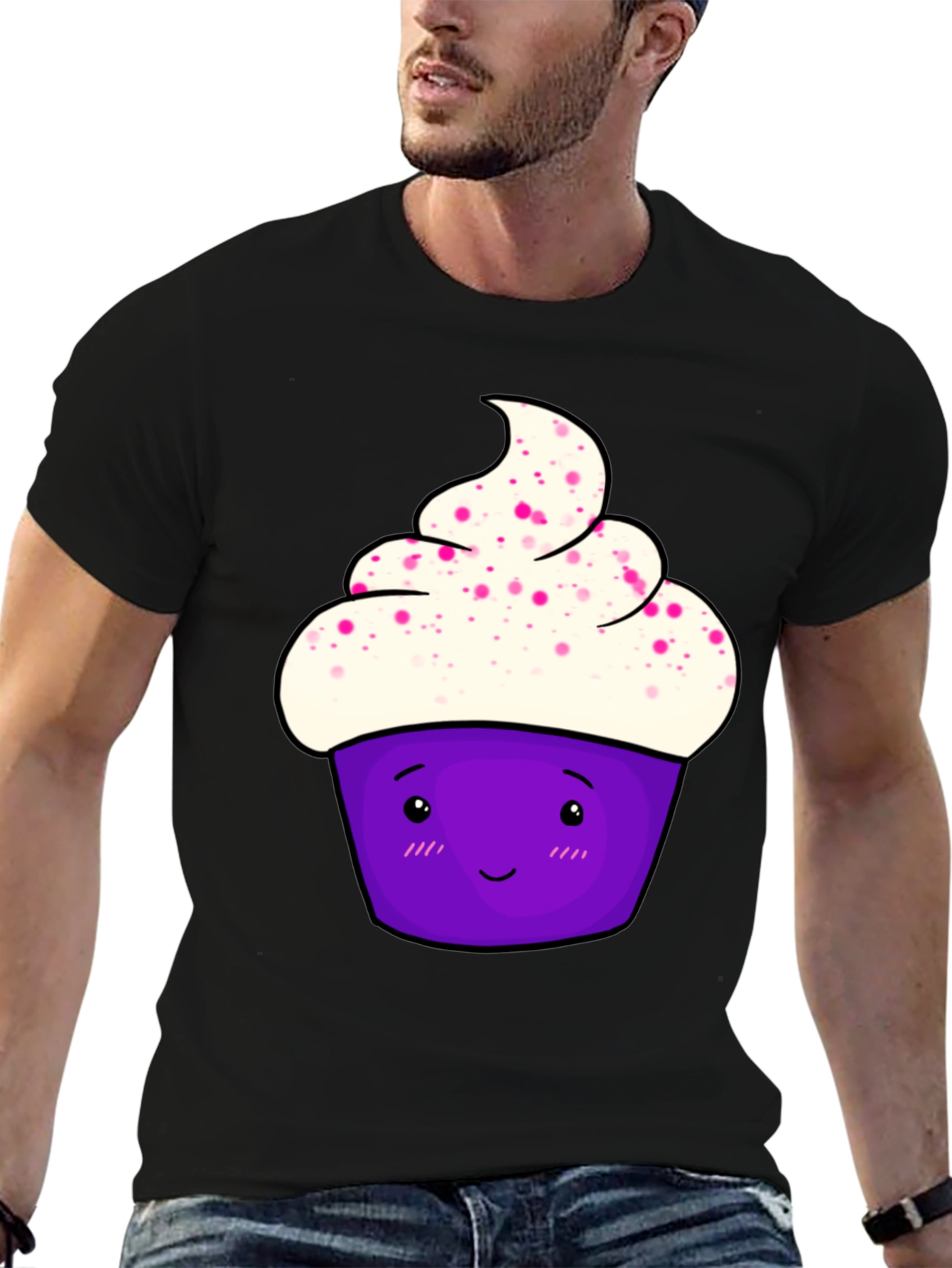 Cute Cupcake Graphic T-Shirt - Black Cotton Tee