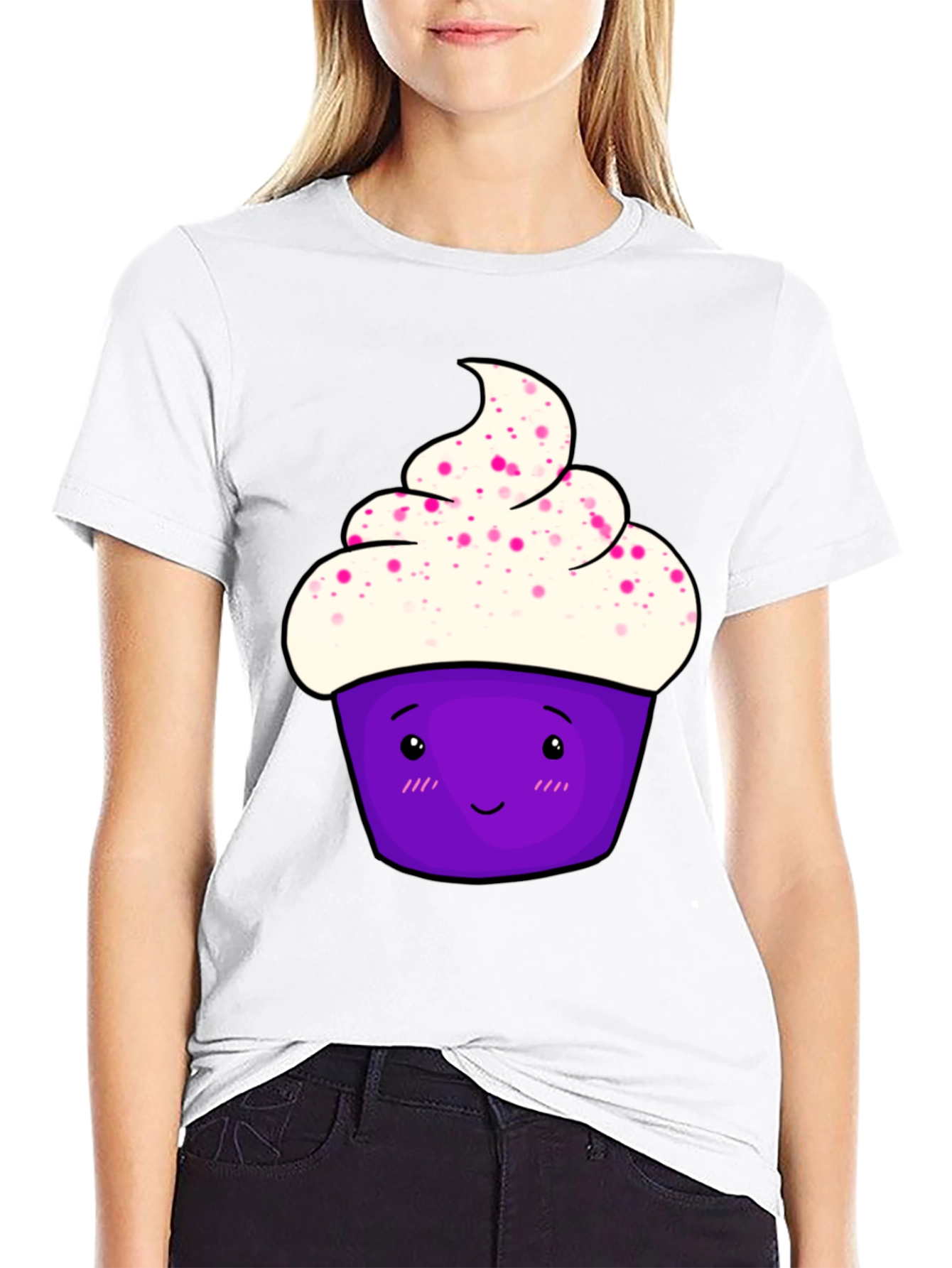 Cute Cupcake Graphic T-Shirt - Black Cotton Tee