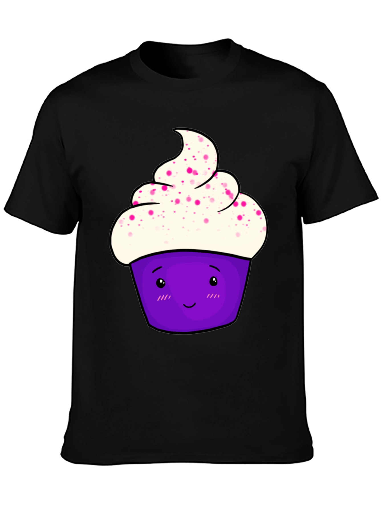 Cute Cupcake Graphic T-Shirt - Black Cotton Tee