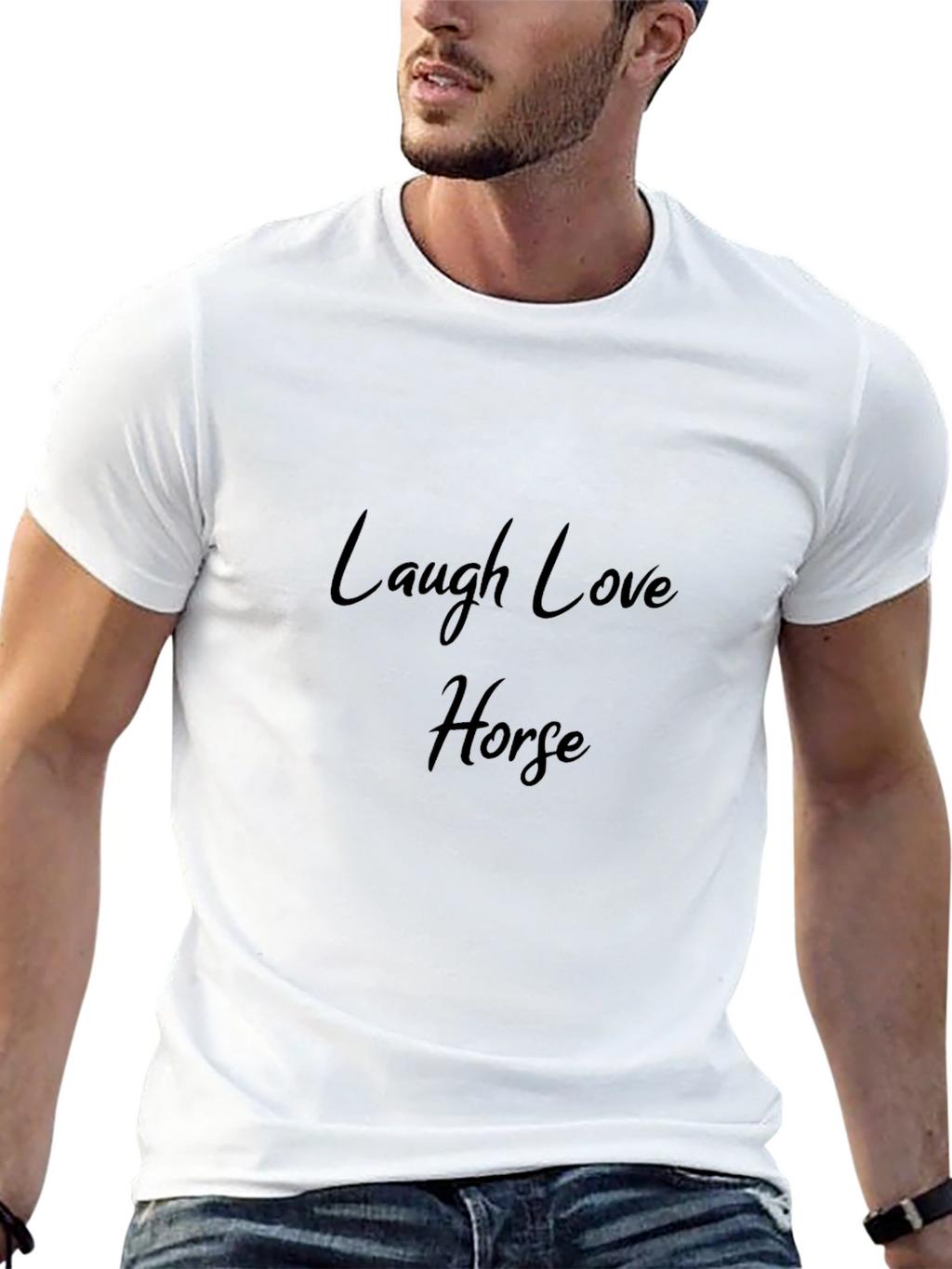 Laugh Love Horse Black Tee
