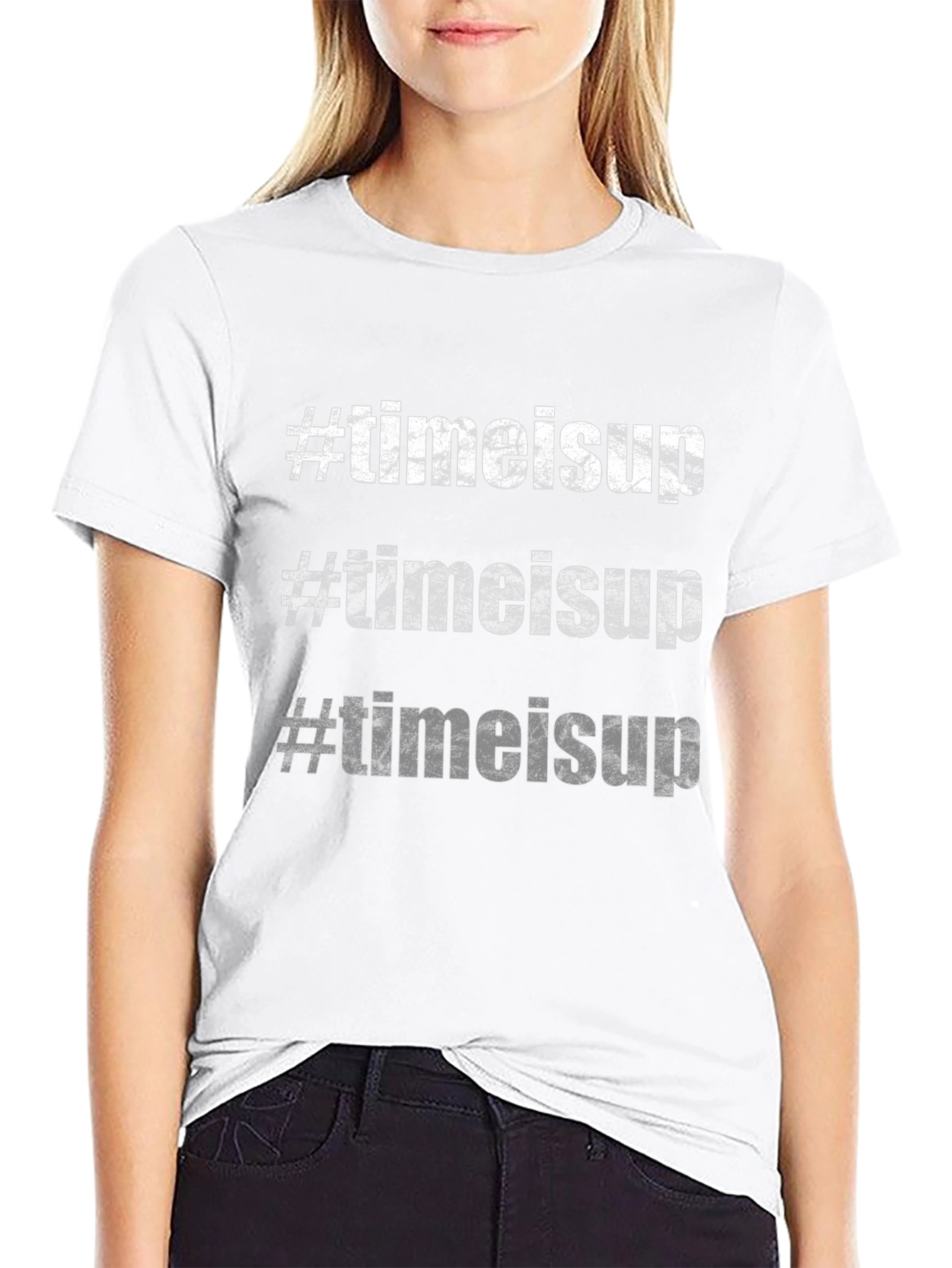 #timeisup T-Shirt - Bold Slogan Tee Black Cotton
