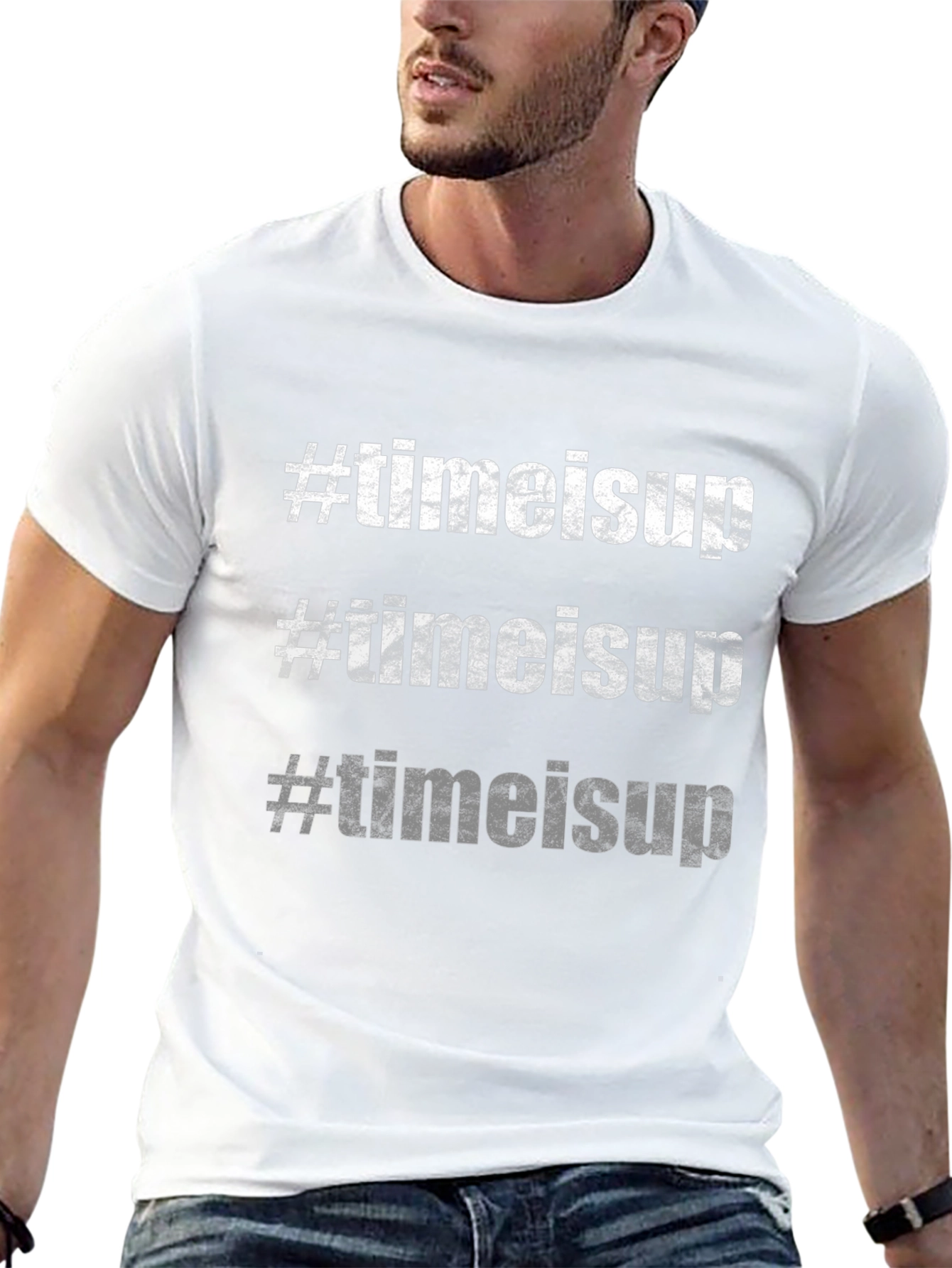 #timeisup T-Shirt - Bold Slogan Tee Black Cotton
