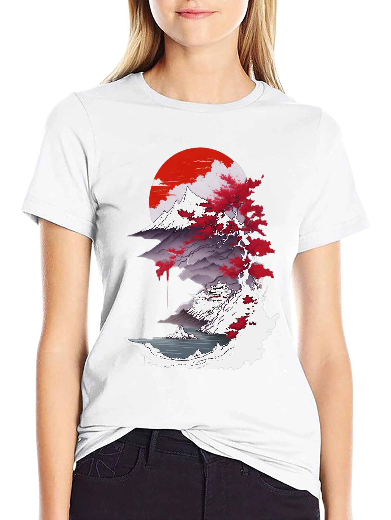 Japanese Sunset Graphic Tee - Black