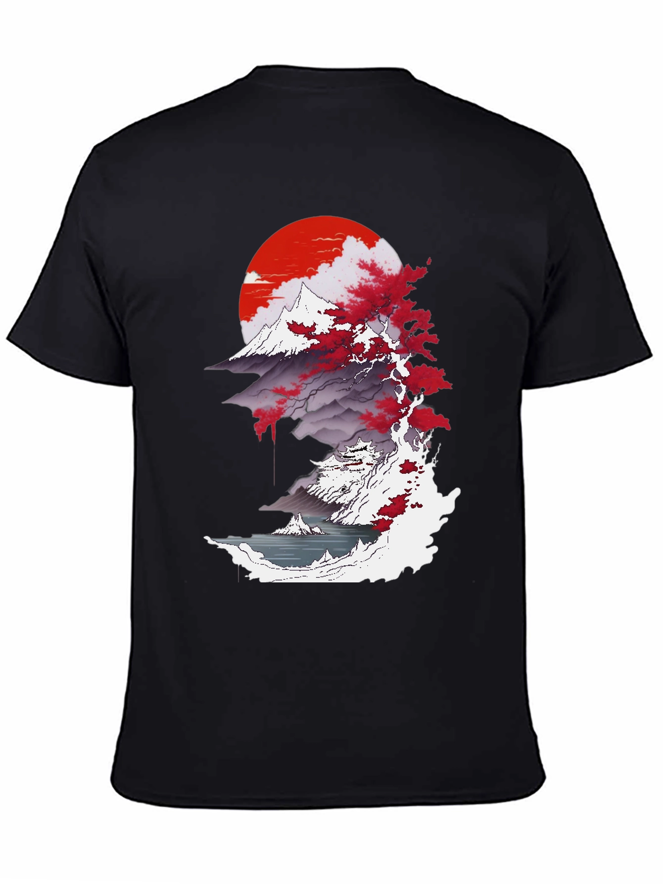 Japanese Sunset Graphic Tee - Black