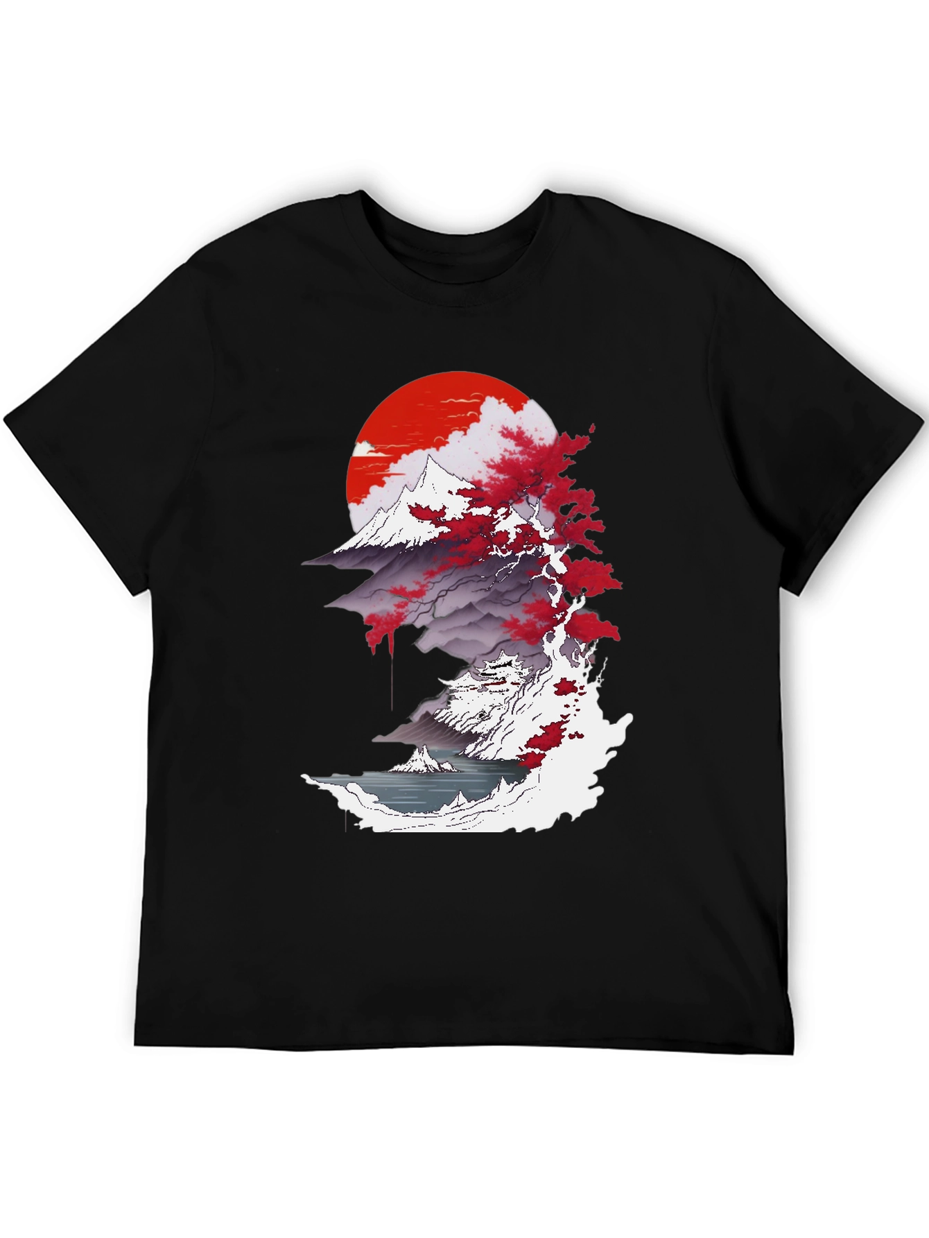 Japanese Sunset Graphic Tee - Black