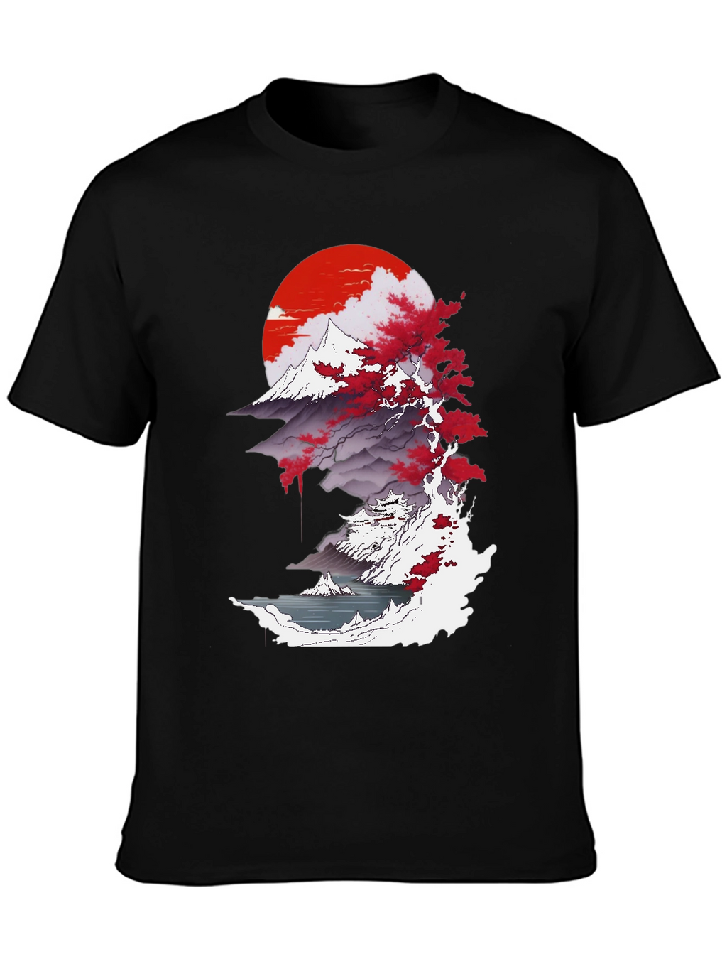 Japanese Sunset Graphic Tee - Black
