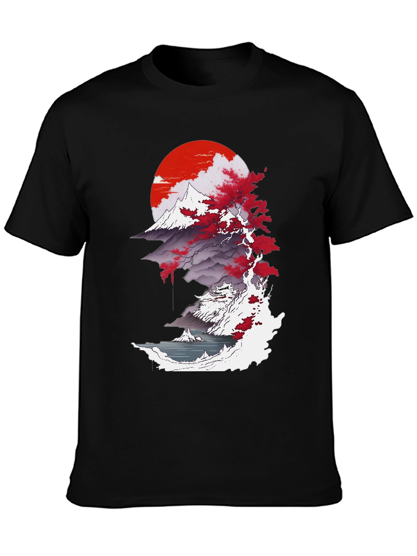 Japanese Sunset Graphic Tee - Black