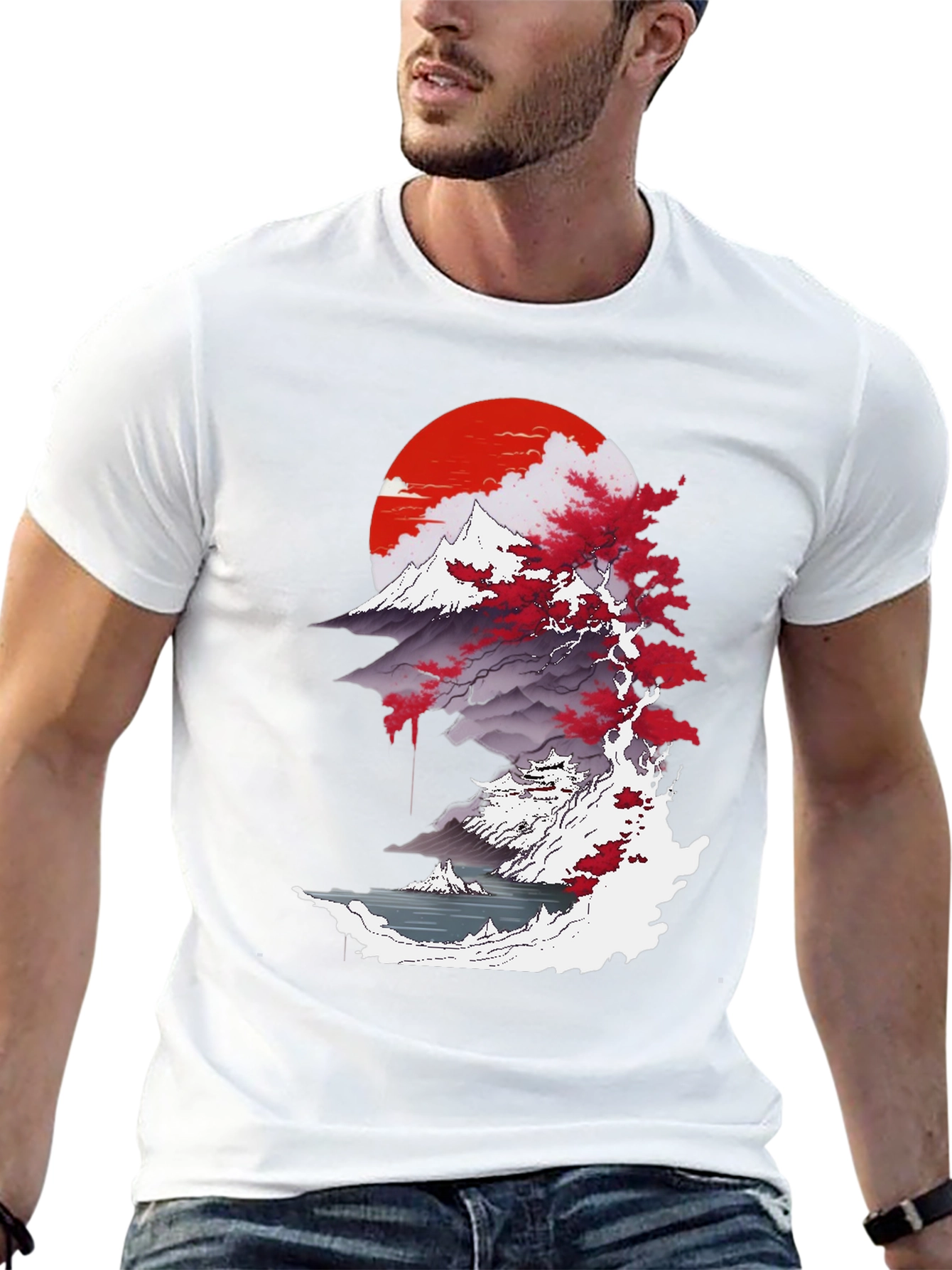 Japanese Sunset Graphic Tee - Black