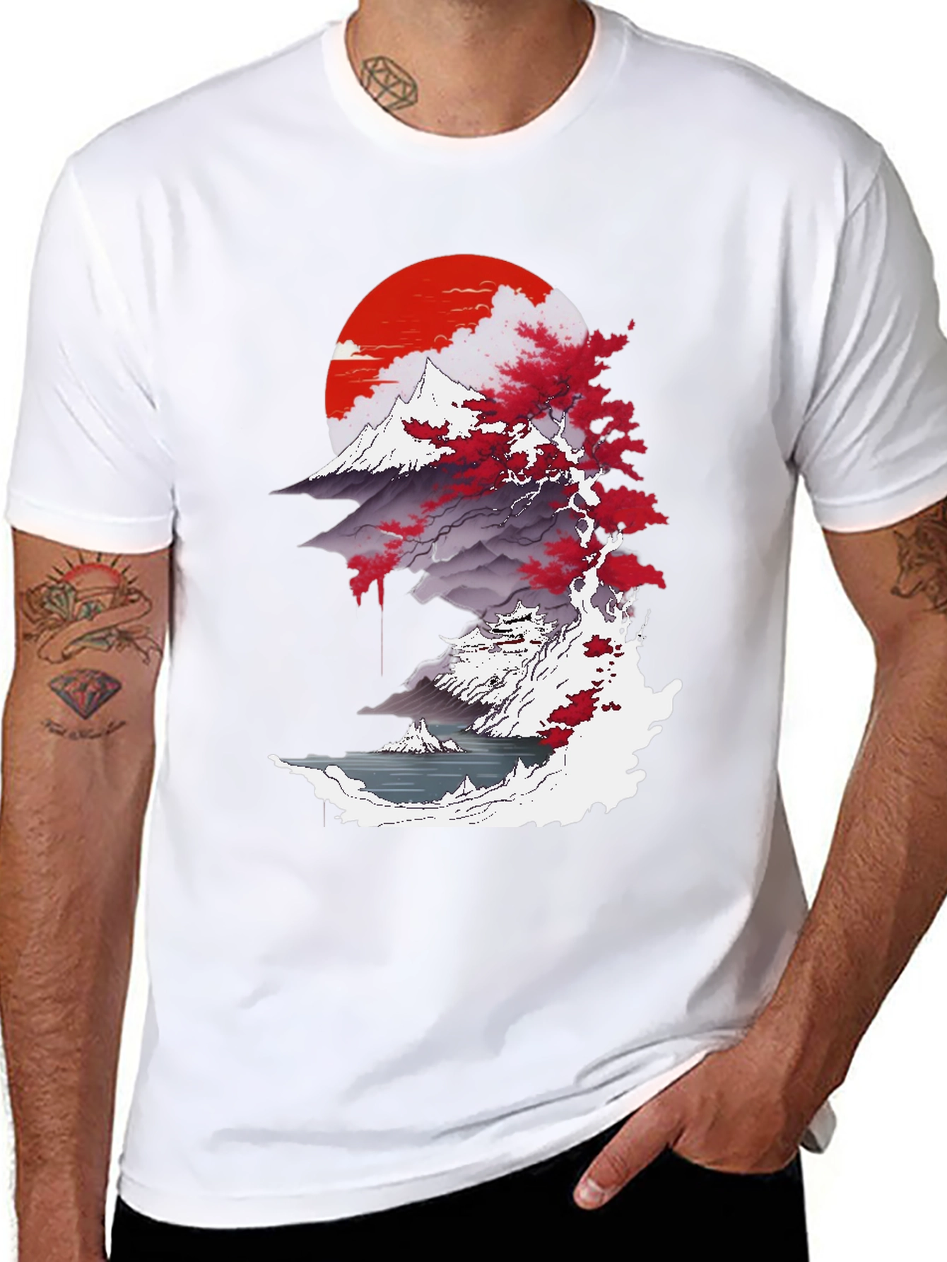 Japanese Sunset Graphic Tee - Black