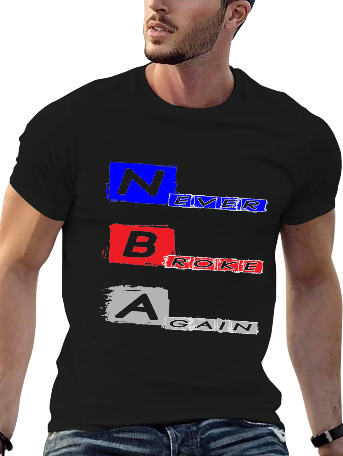 Never Broke Again Graphic T-Shirt - Trendy Streetwear