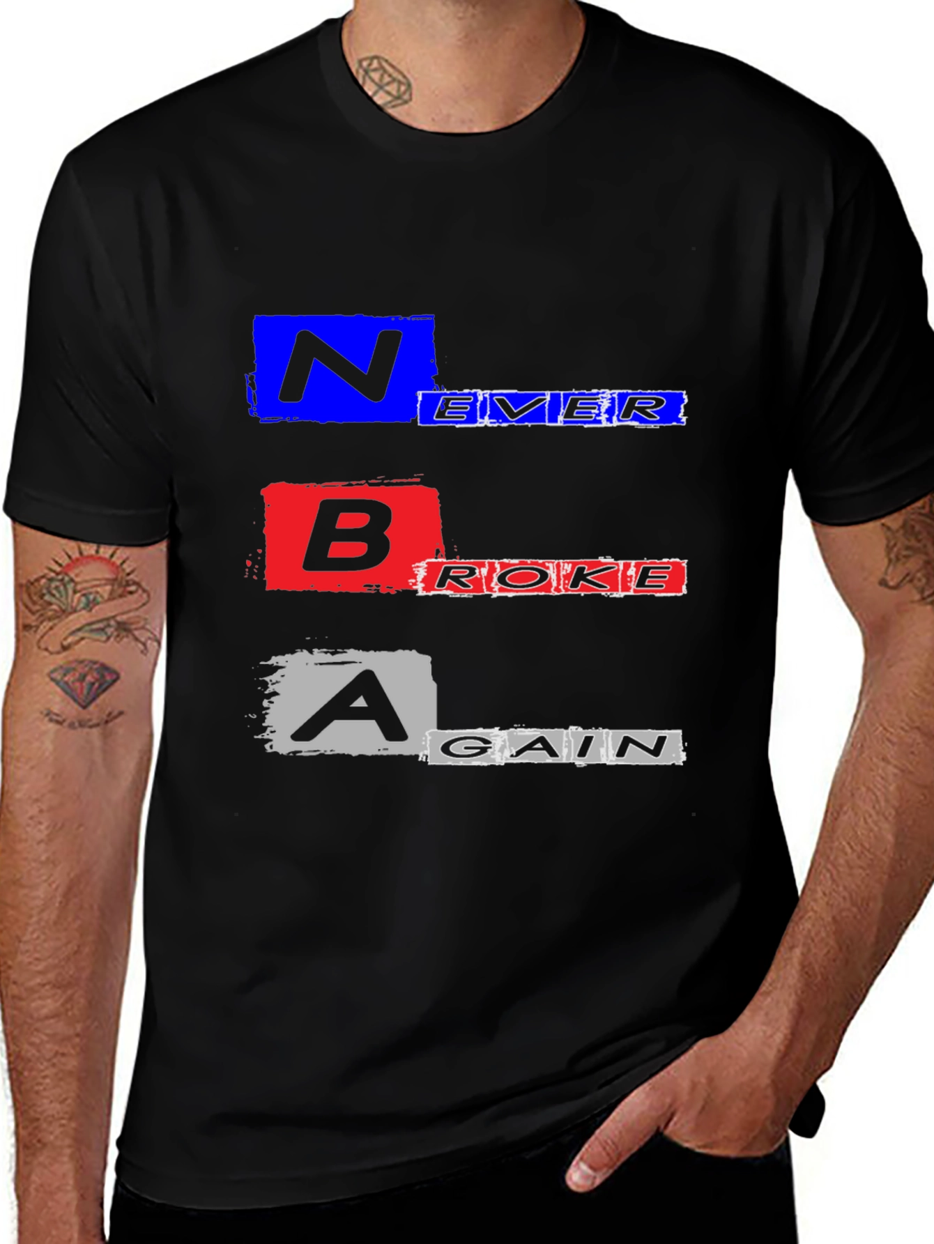 Never Broke Again Graphic T-Shirt - Trendy Streetwear