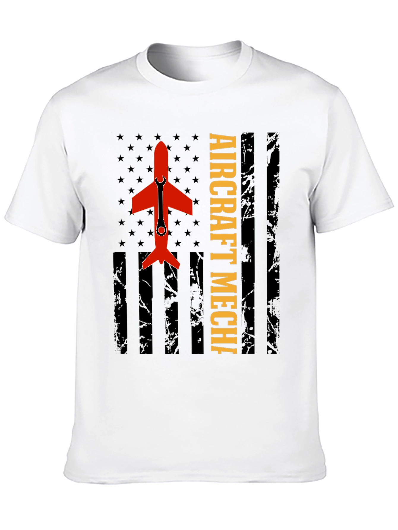 Aircraft Mechanic Tee - Patriotic Flag Design
