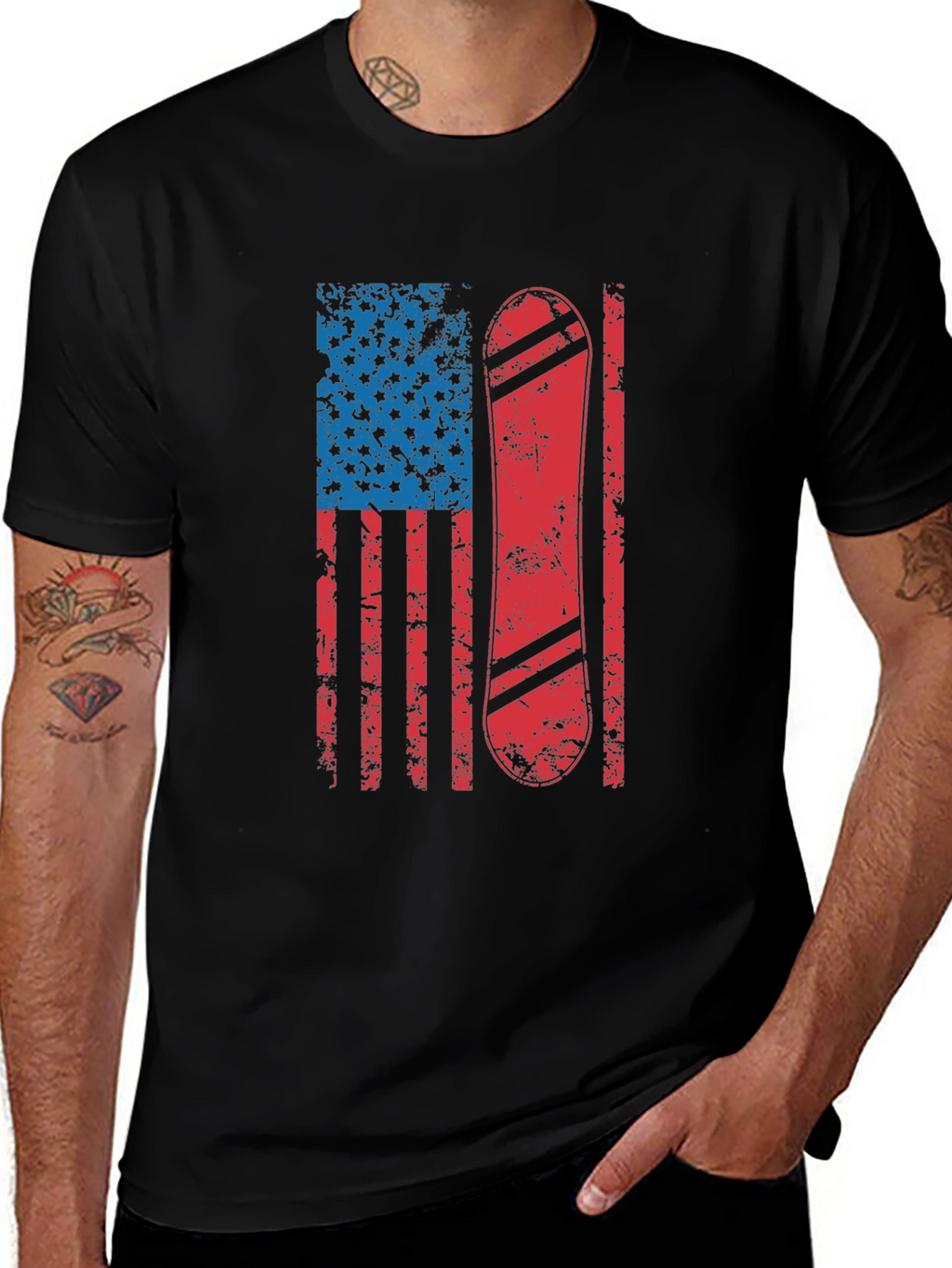 American Flag Snowboard T-Shirt