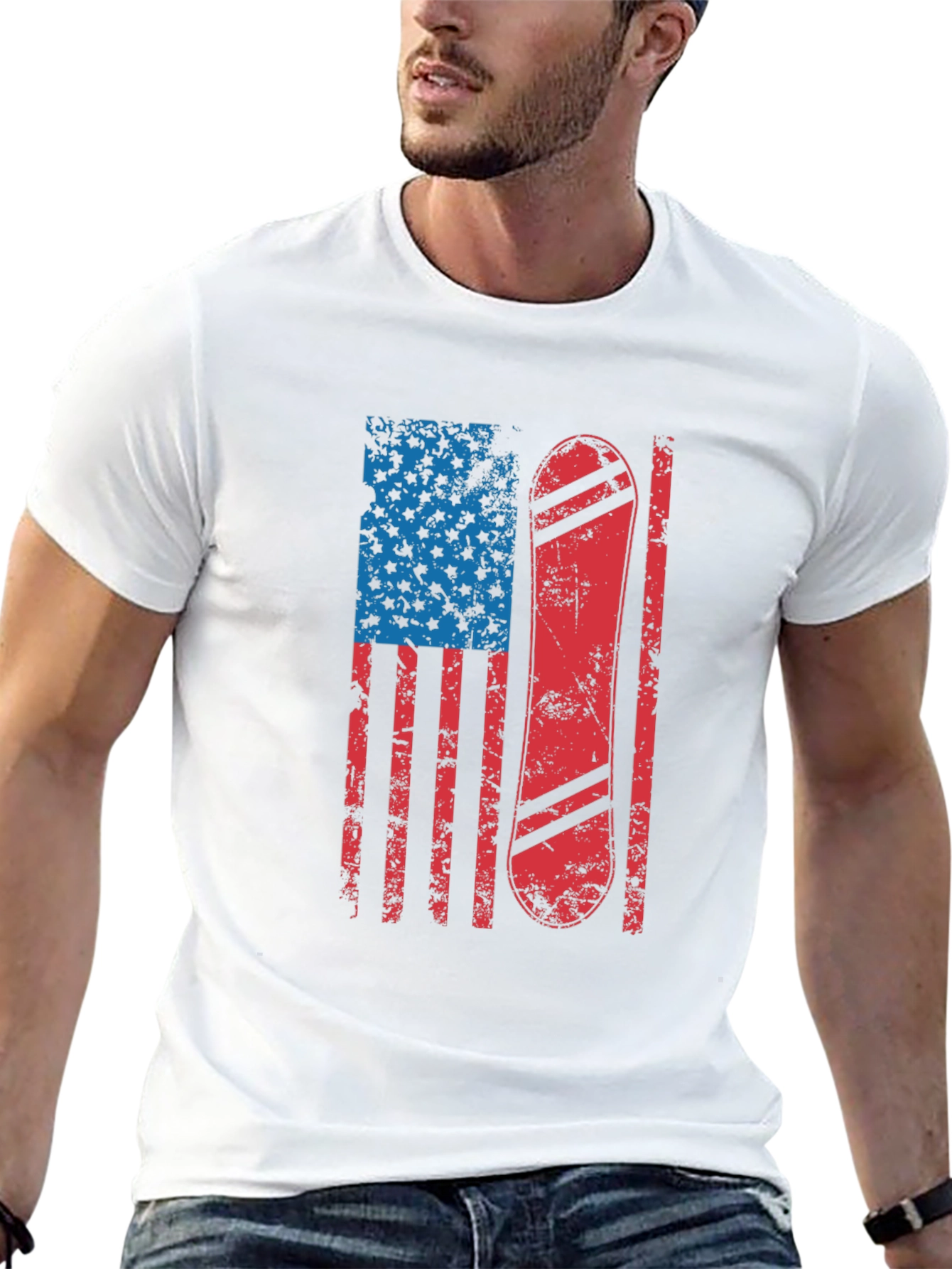 American Flag Snowboard T-Shirt