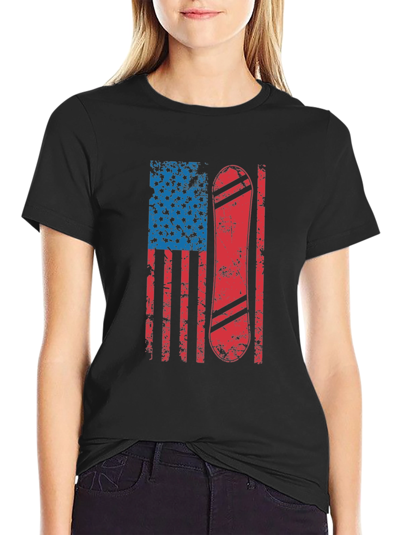 American Flag Snowboard T-Shirt