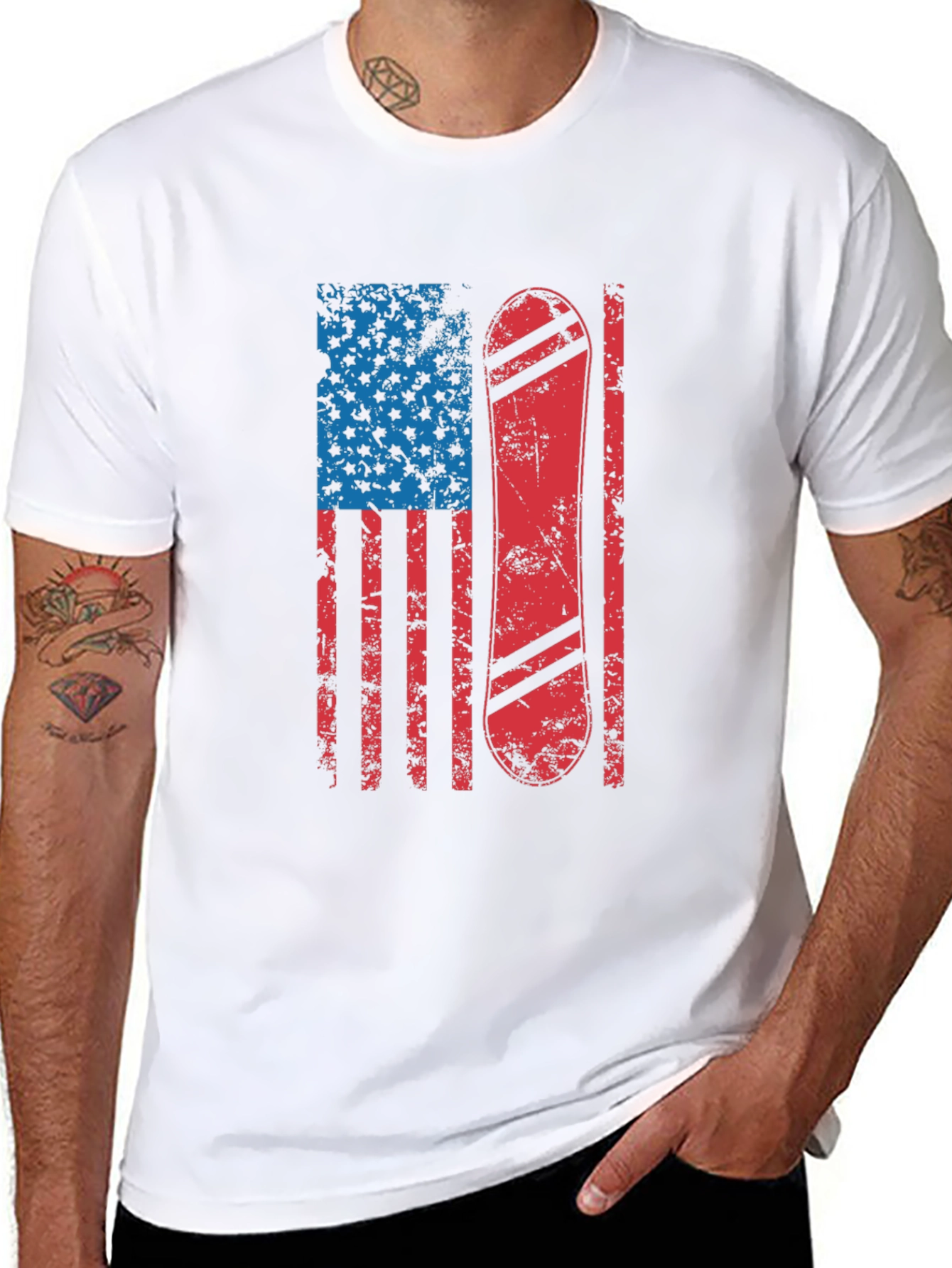 American Flag Snowboard T-Shirt