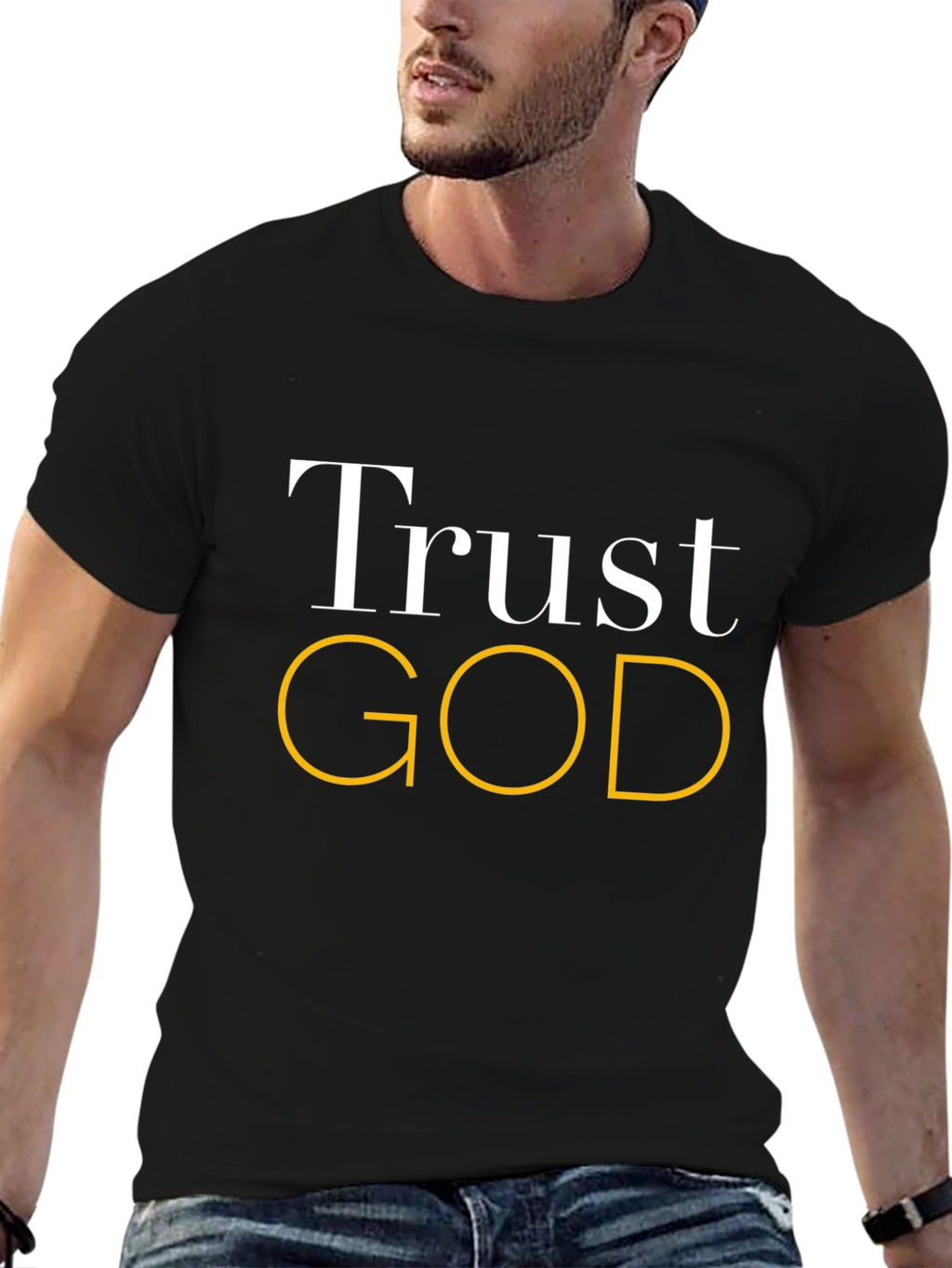 Trust God Graphic Black T-Shirt