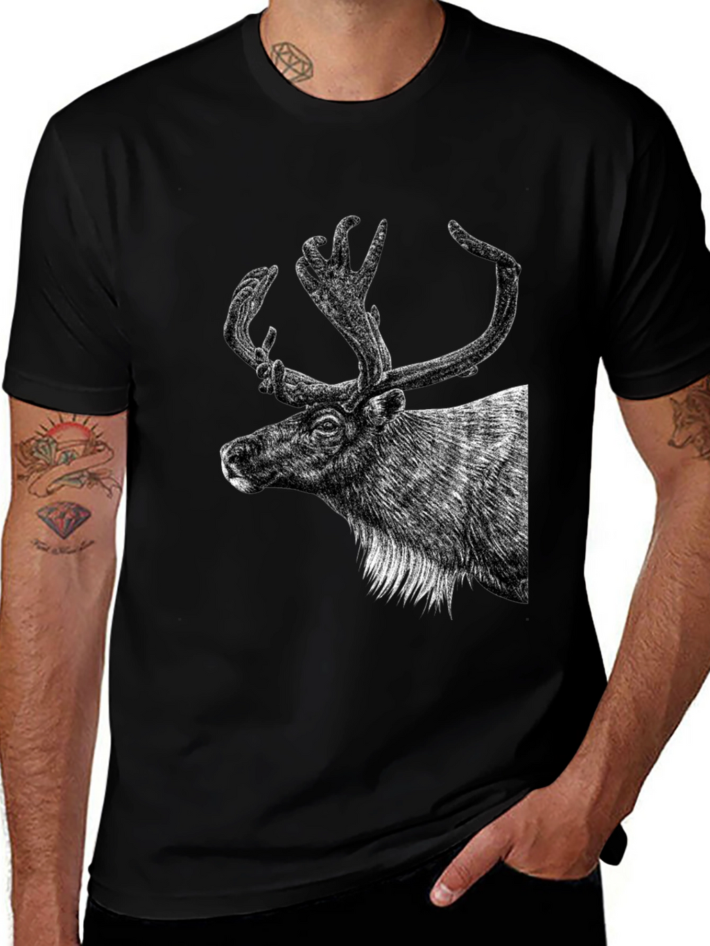 Deer Graphic Black T-Shirt