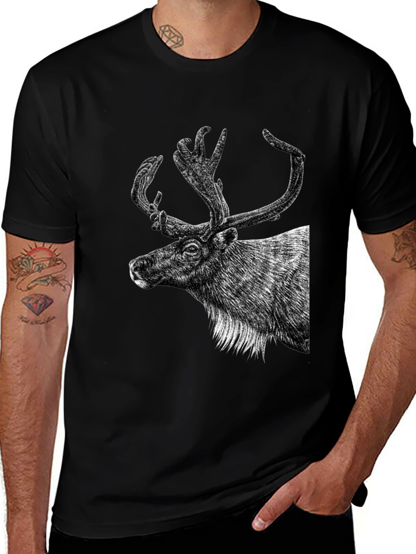 Deer Graphic Black T-Shirt