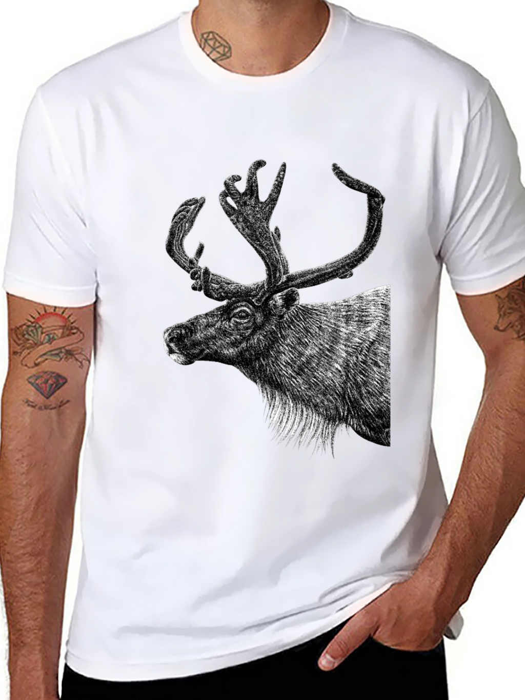 Deer Graphic Black T-Shirt