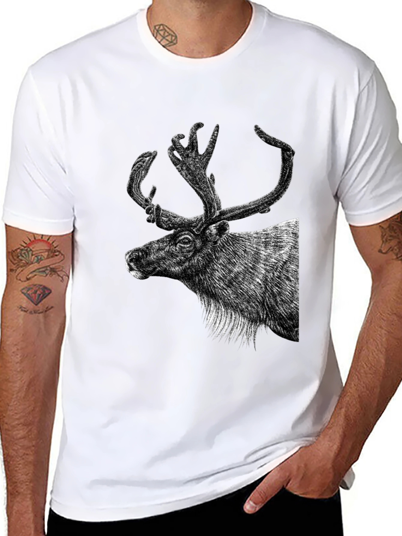 Deer Graphic Black T-Shirt