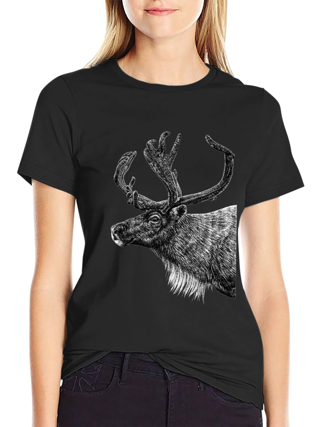 Deer Graphic Black T-Shirt