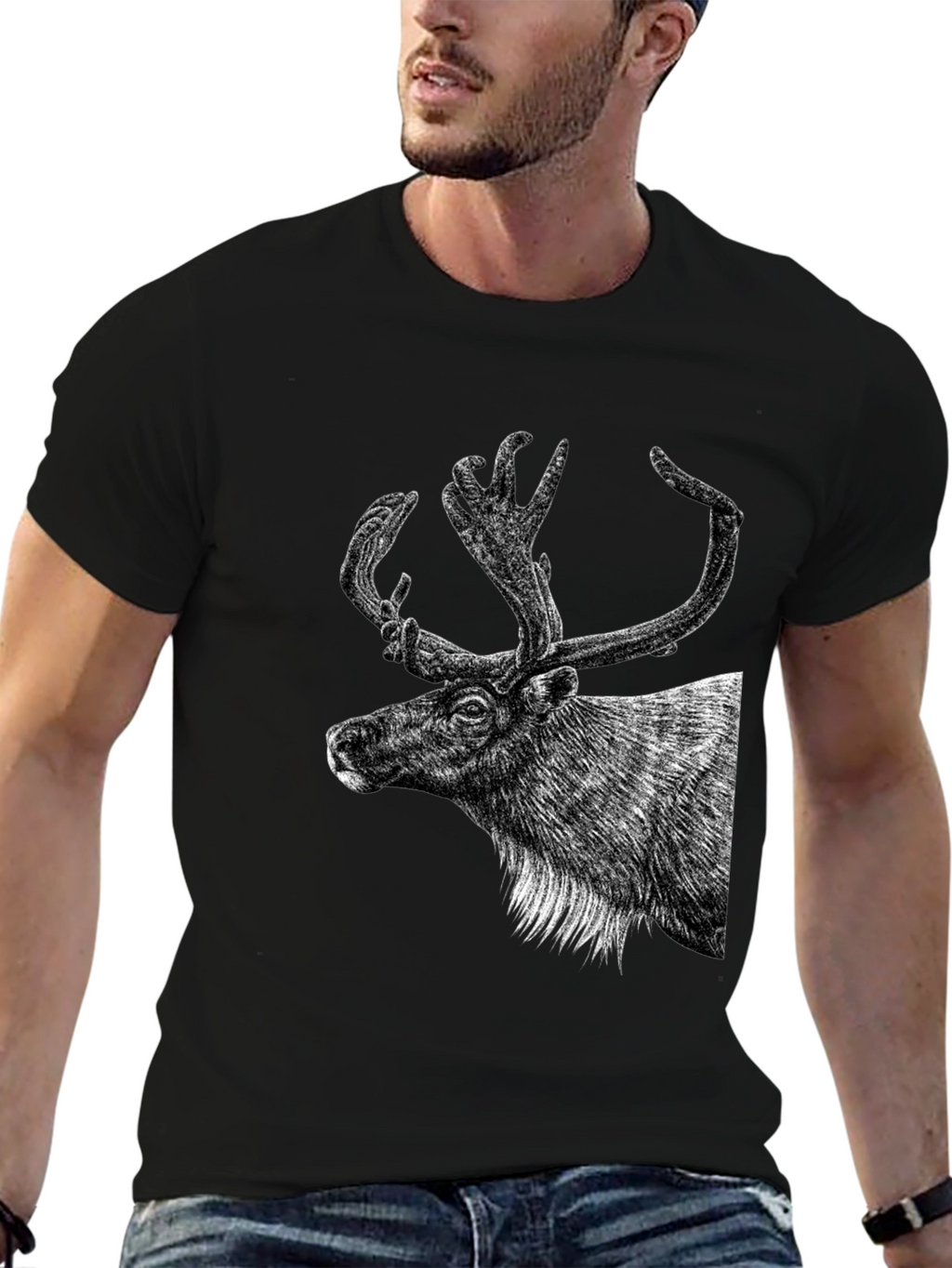 Deer Graphic Black T-Shirt