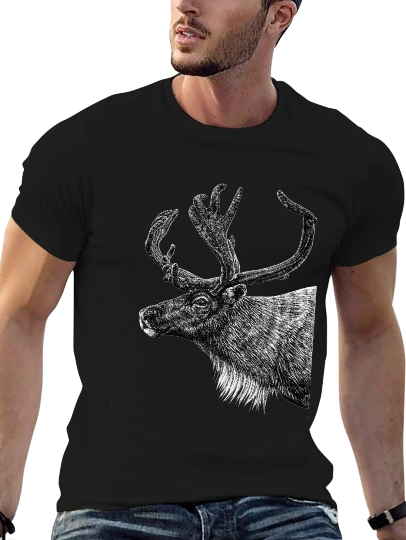 Deer Graphic Black T-Shirt