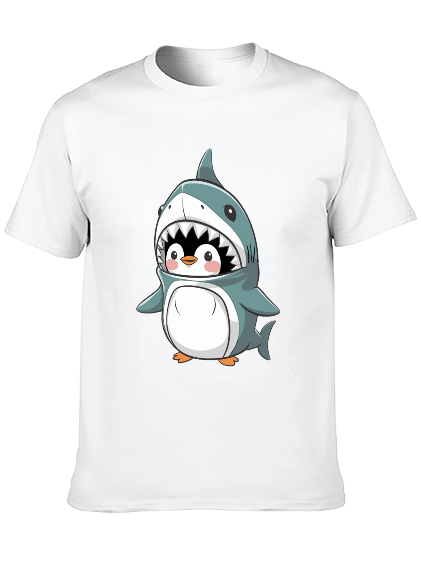 Cute Penguin in Shark Costume Graphic Tee