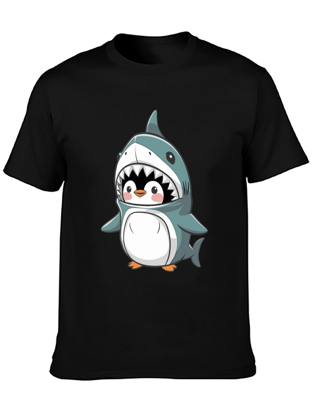 Cute Penguin in Shark Costume Graphic Tee