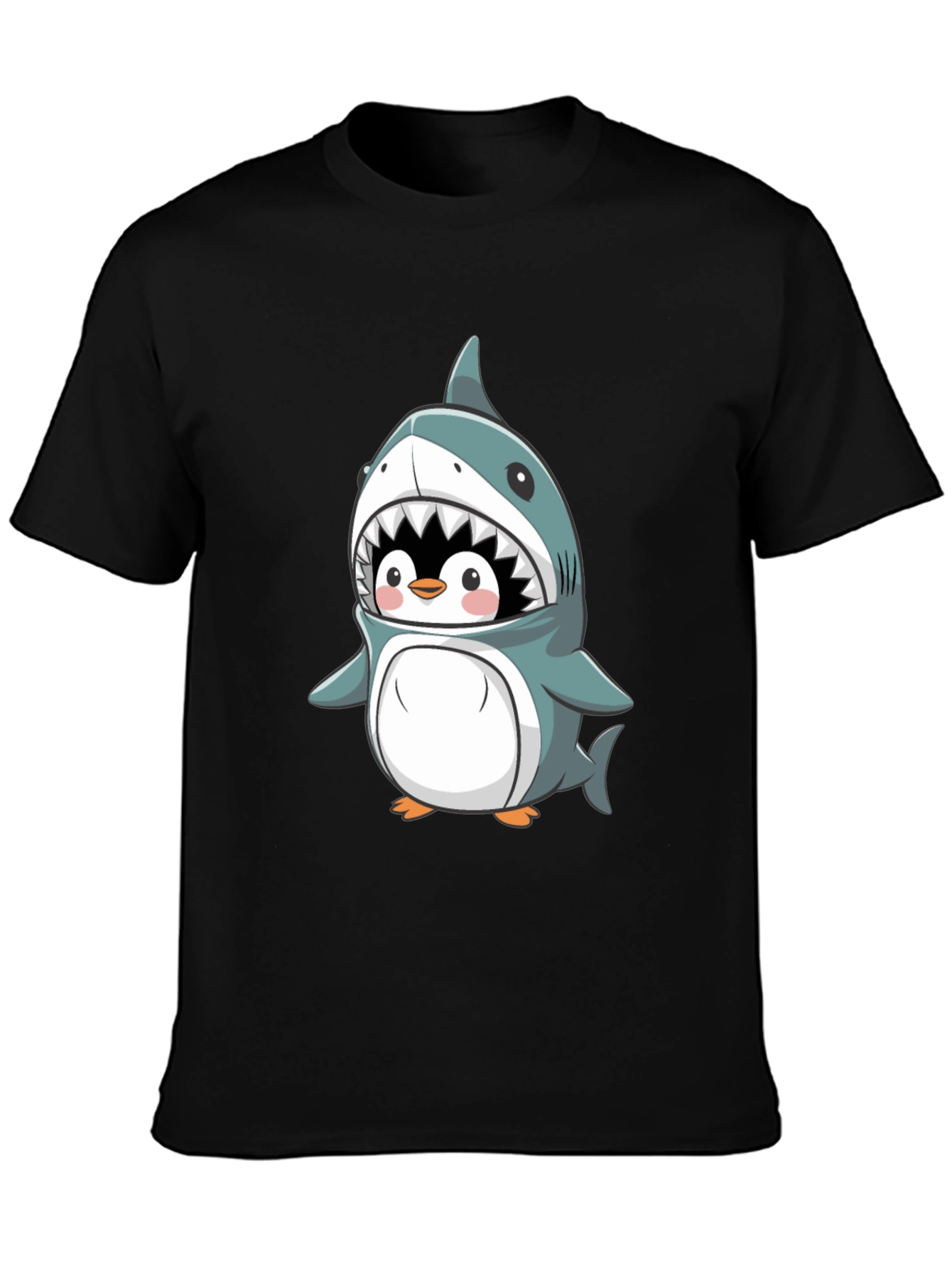 Cute Penguin in Shark Costume Graphic Tee