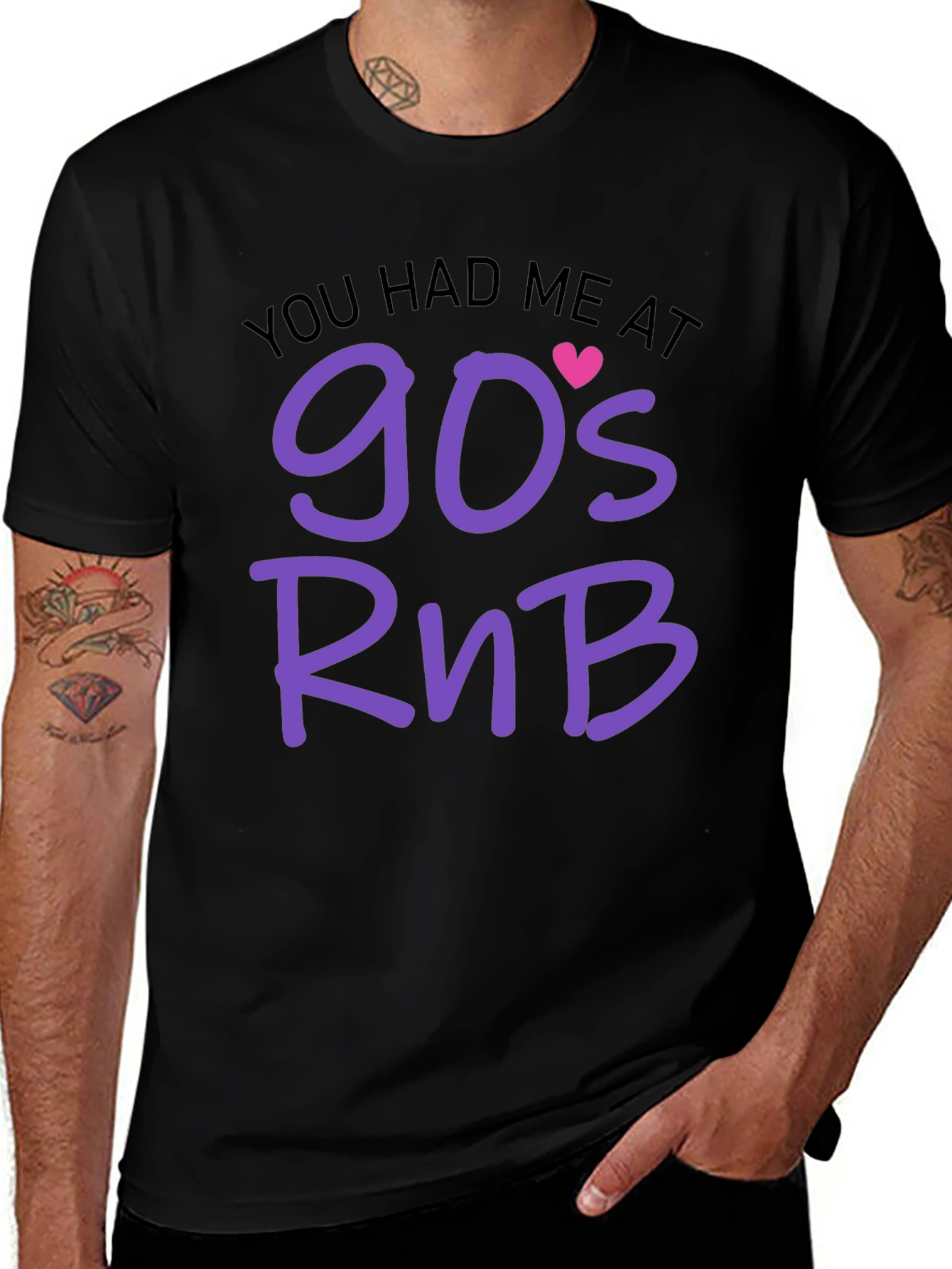 90s RnB Graphic Tee - Black Cotton T-Shirt
