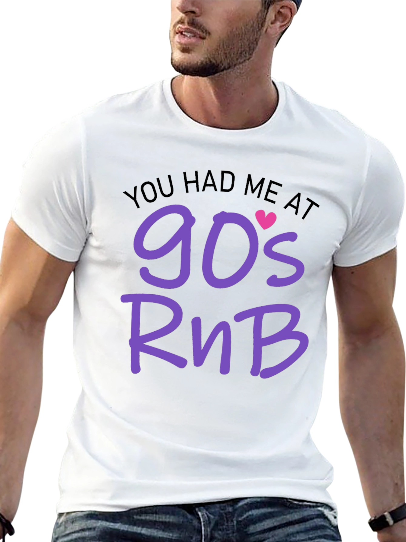 90s RnB Graphic Tee - Black Cotton T-Shirt