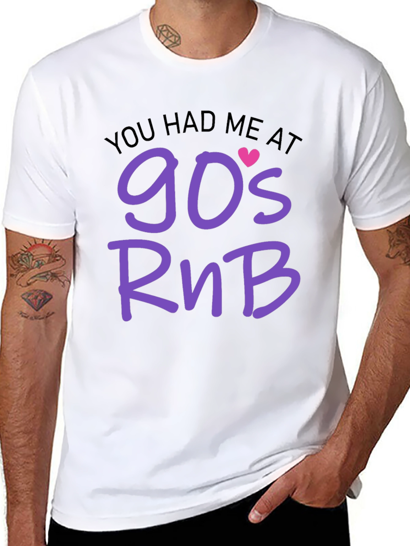 90s RnB Graphic Tee - Black Cotton T-Shirt
