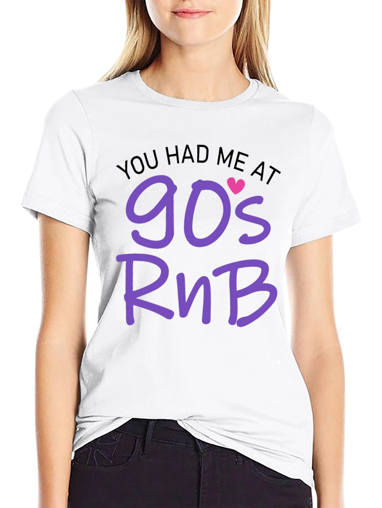 90s RnB Graphic Tee - Black Cotton T-Shirt