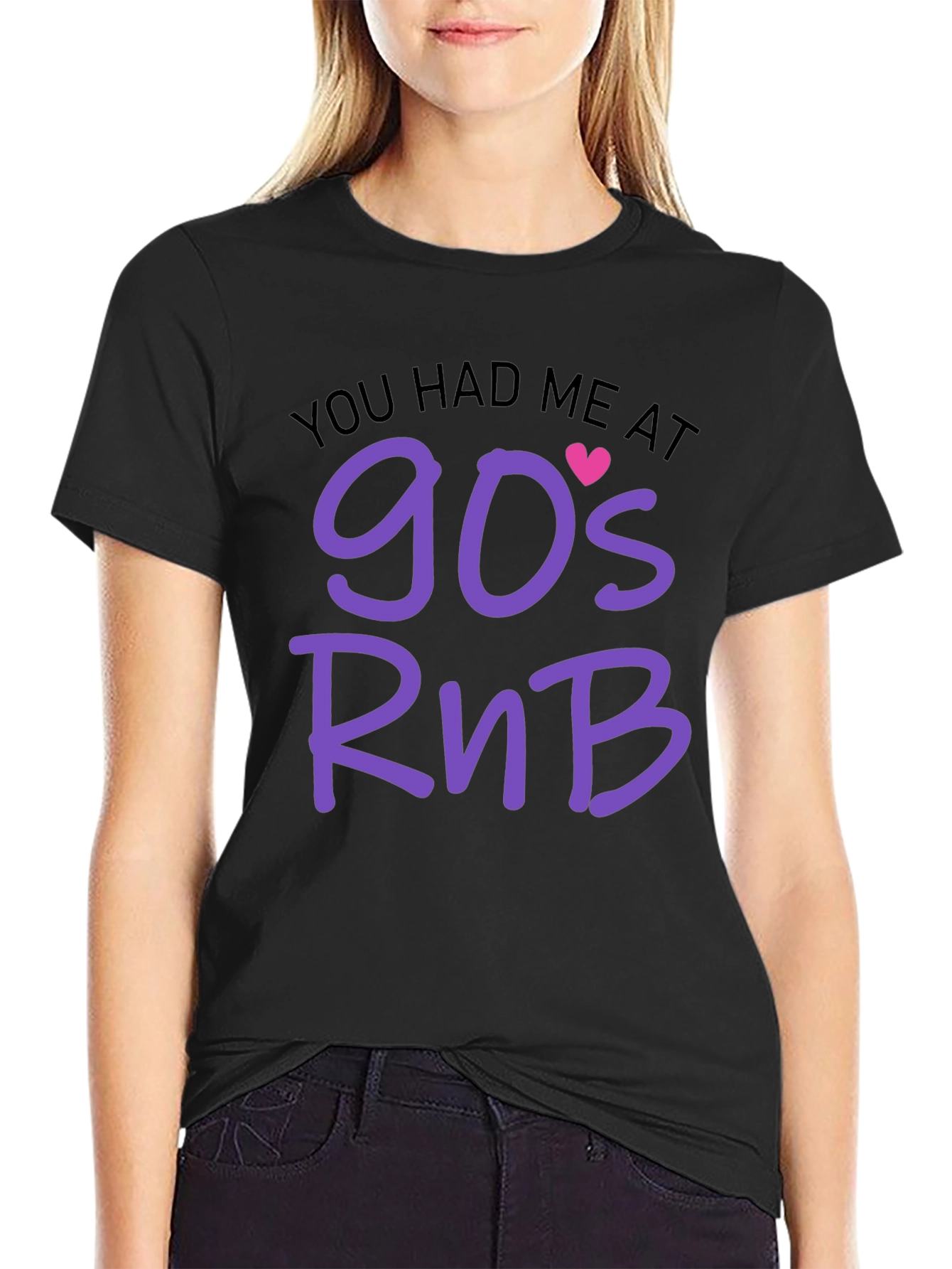90s RnB Graphic Tee - Black Cotton T-Shirt