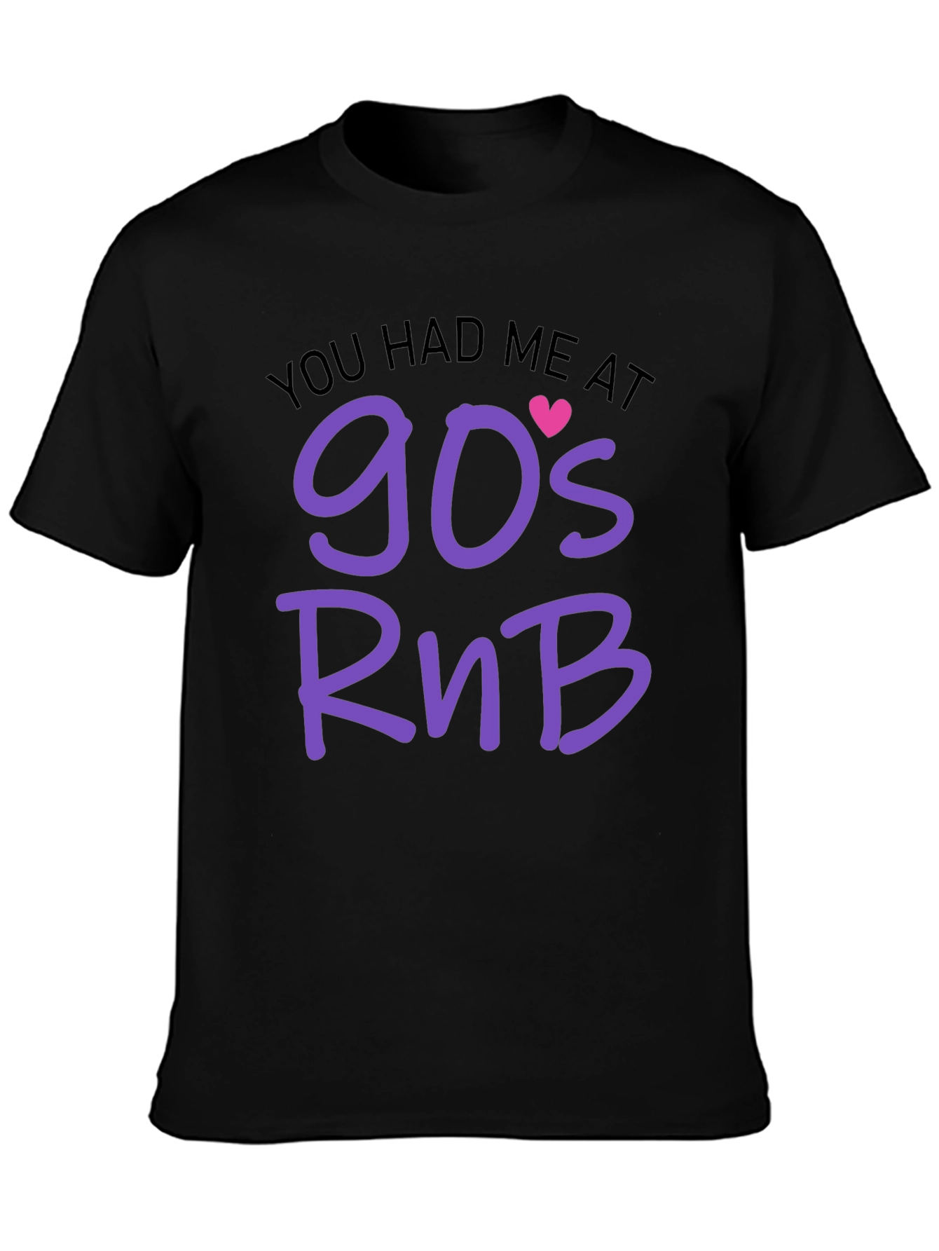 90s RnB Graphic Tee - Black Cotton T-Shirt