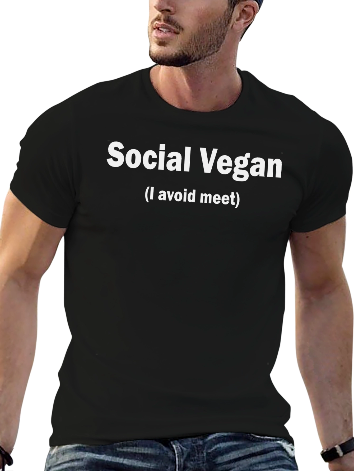 Social Vegan Humor T-Shirt - I Avoid Meet Graphic Tee