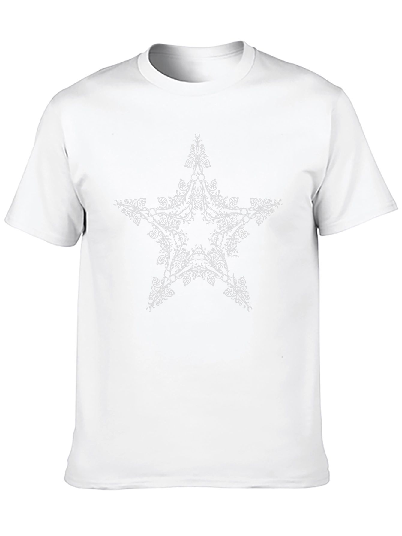 Black T-Shirt with Floral Star Design
