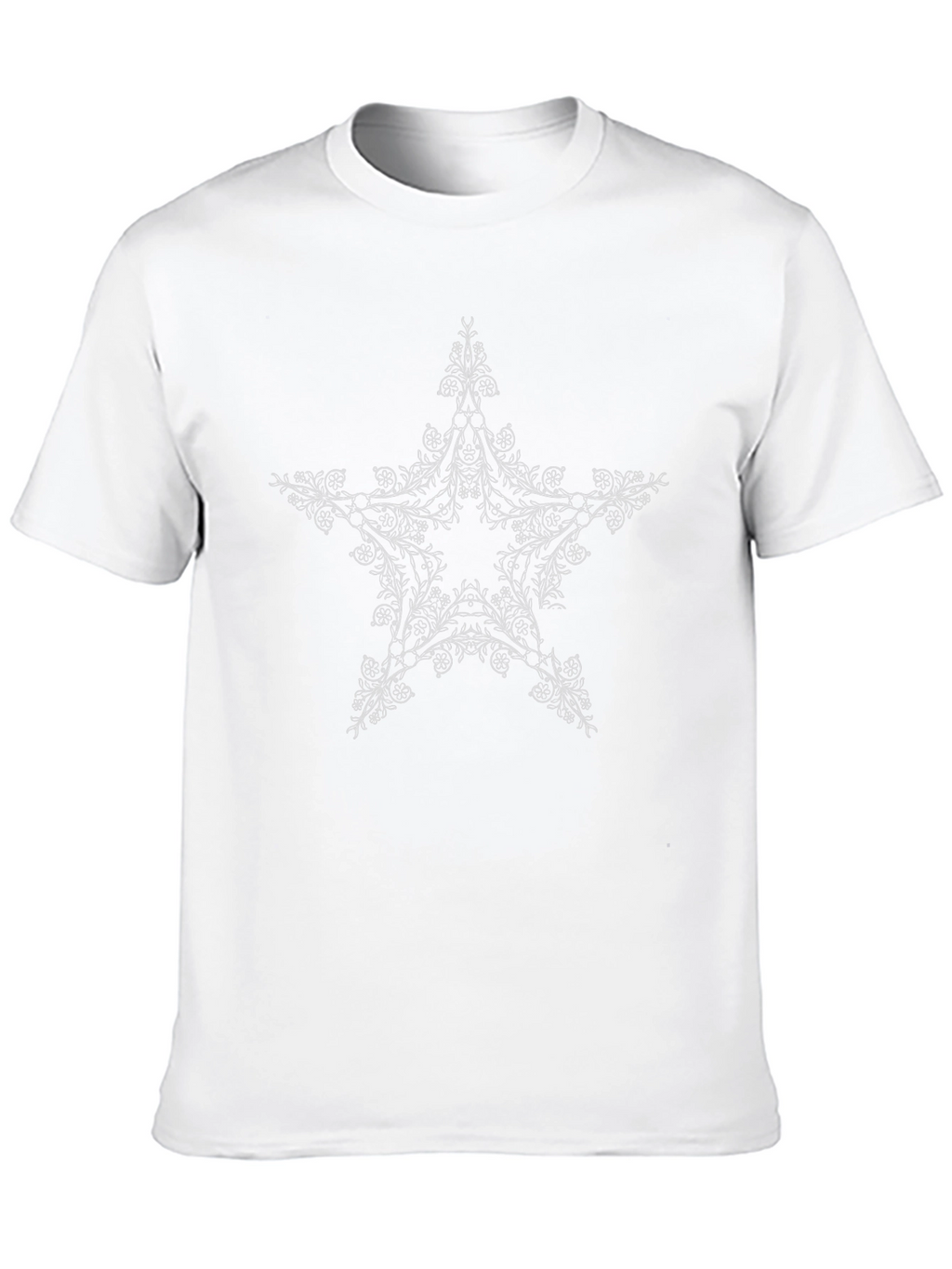 Black T-Shirt with Floral Star Design