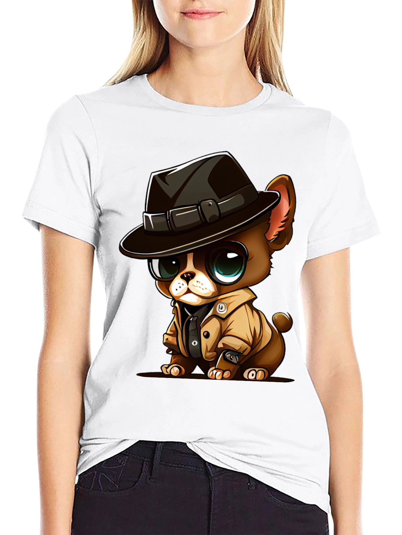 Cartoon Dog Detective Graphic T-Shirt