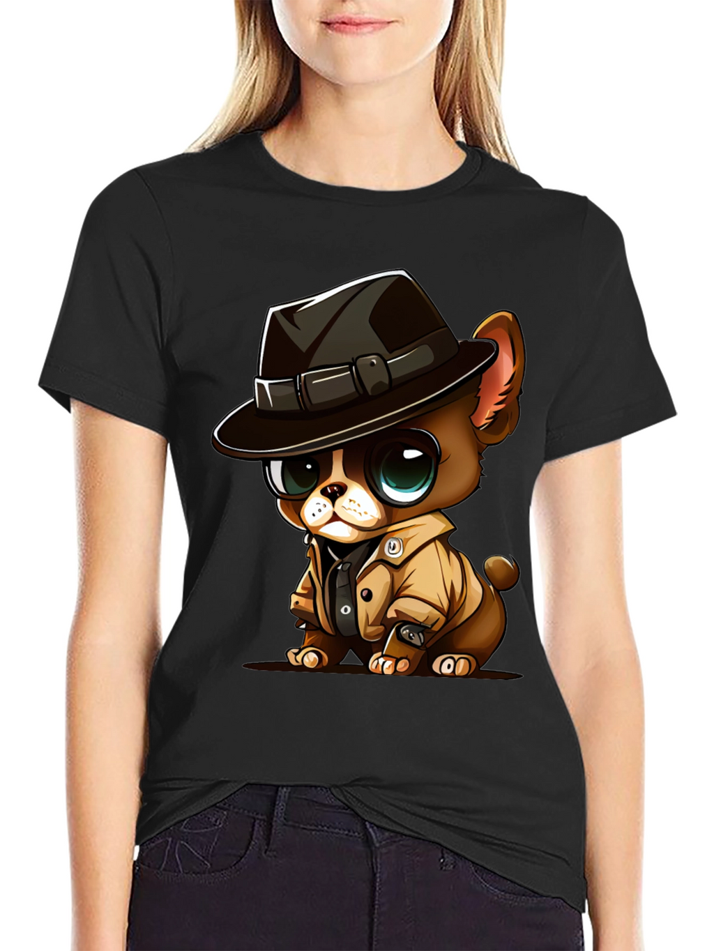 Cartoon Dog Detective Graphic T-Shirt