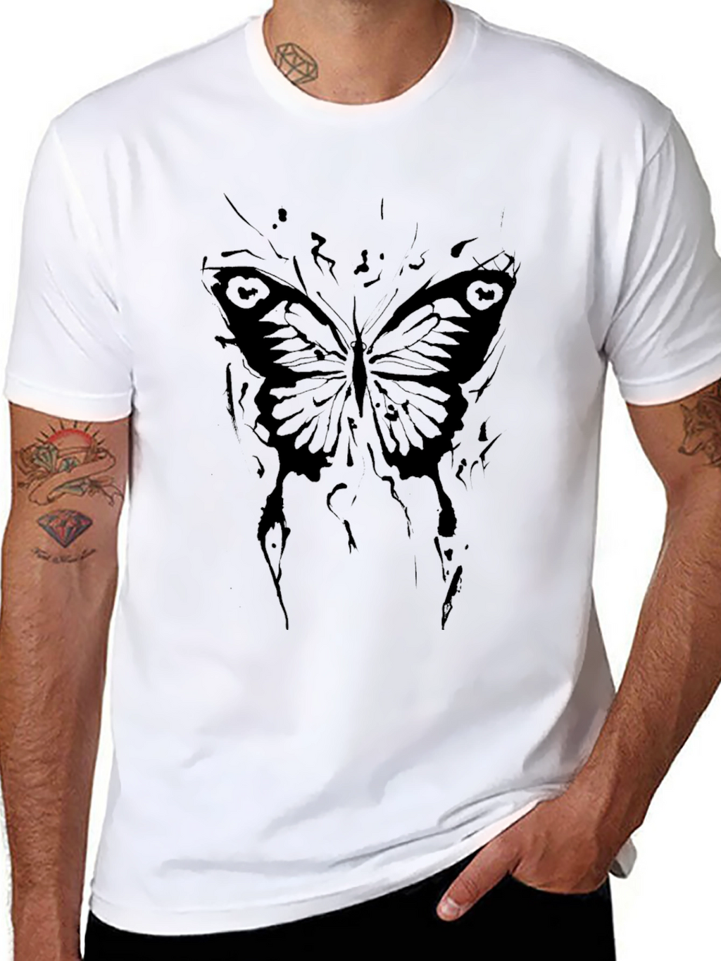 Gothic Butterfly Graphic Black T-Shirt