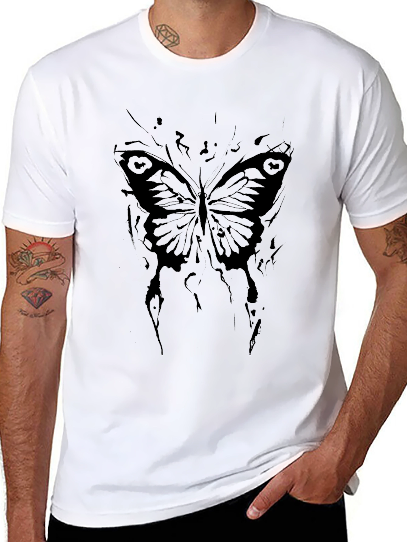 Gothic Butterfly Graphic Black T-Shirt