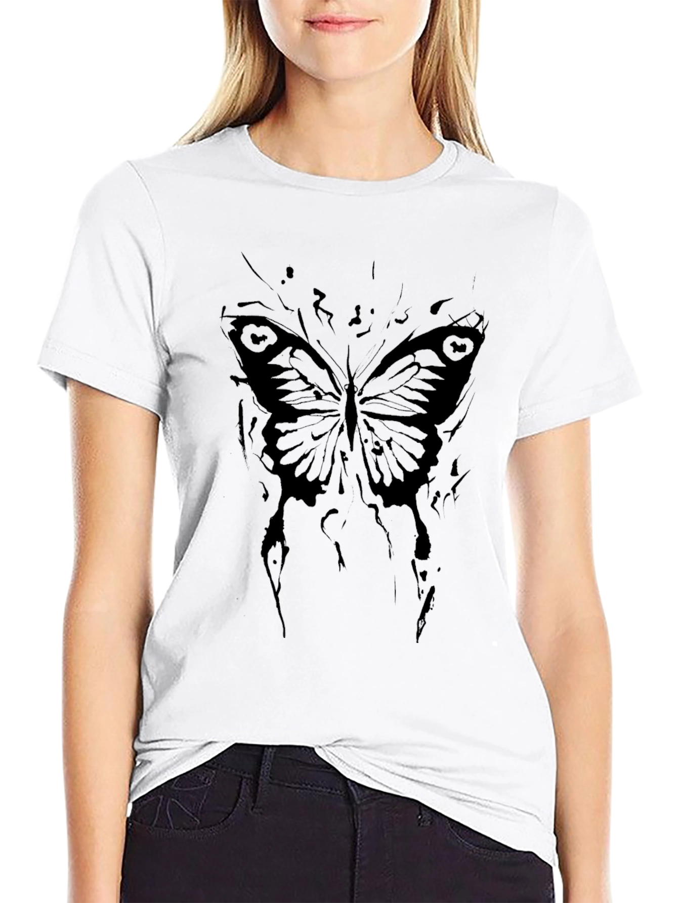 Gothic Butterfly Graphic Black T-Shirt